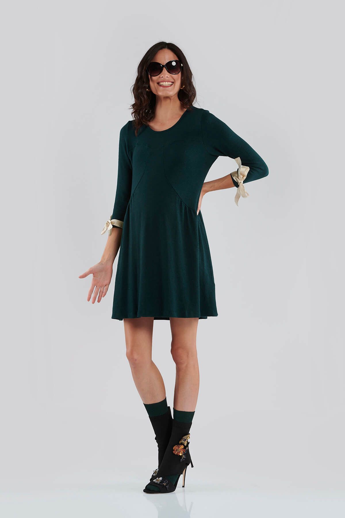 Lyn Devon Yeşil Mıya Elbise