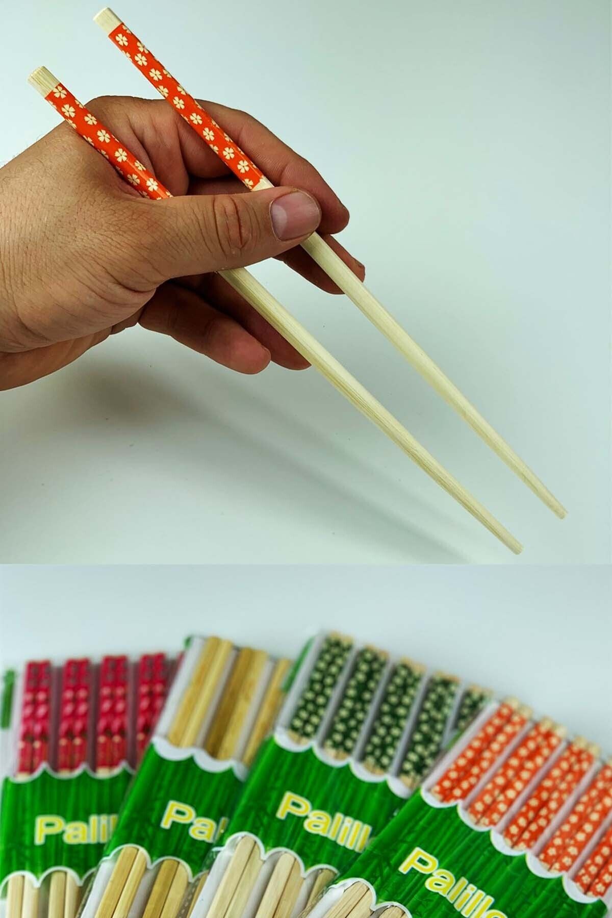 Patladı Gitti Bambu Chopstick 10 Çift Ahşap Desenli Çin Çubuğu Tekrar Kullanılabilir