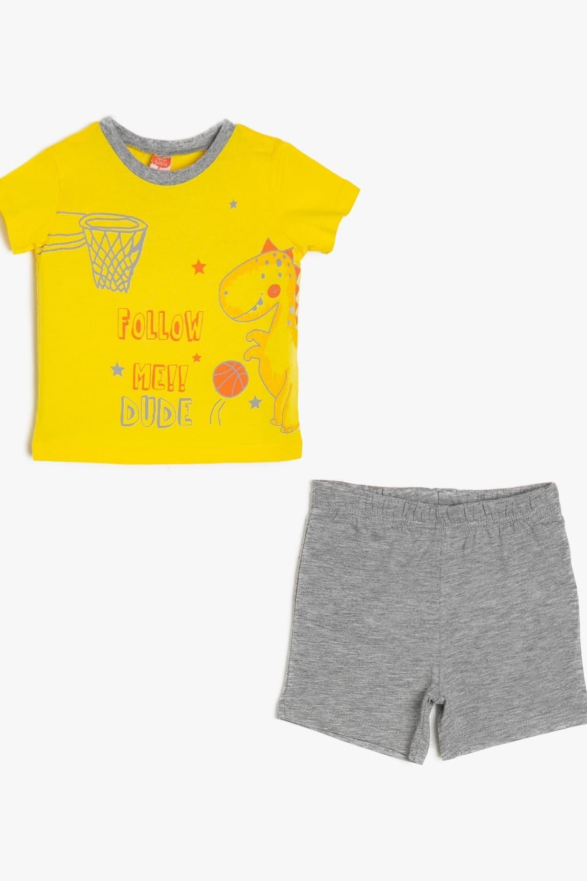 Koton Sarı Erkek Bebek Yazili Baskili T-Shirt Seti