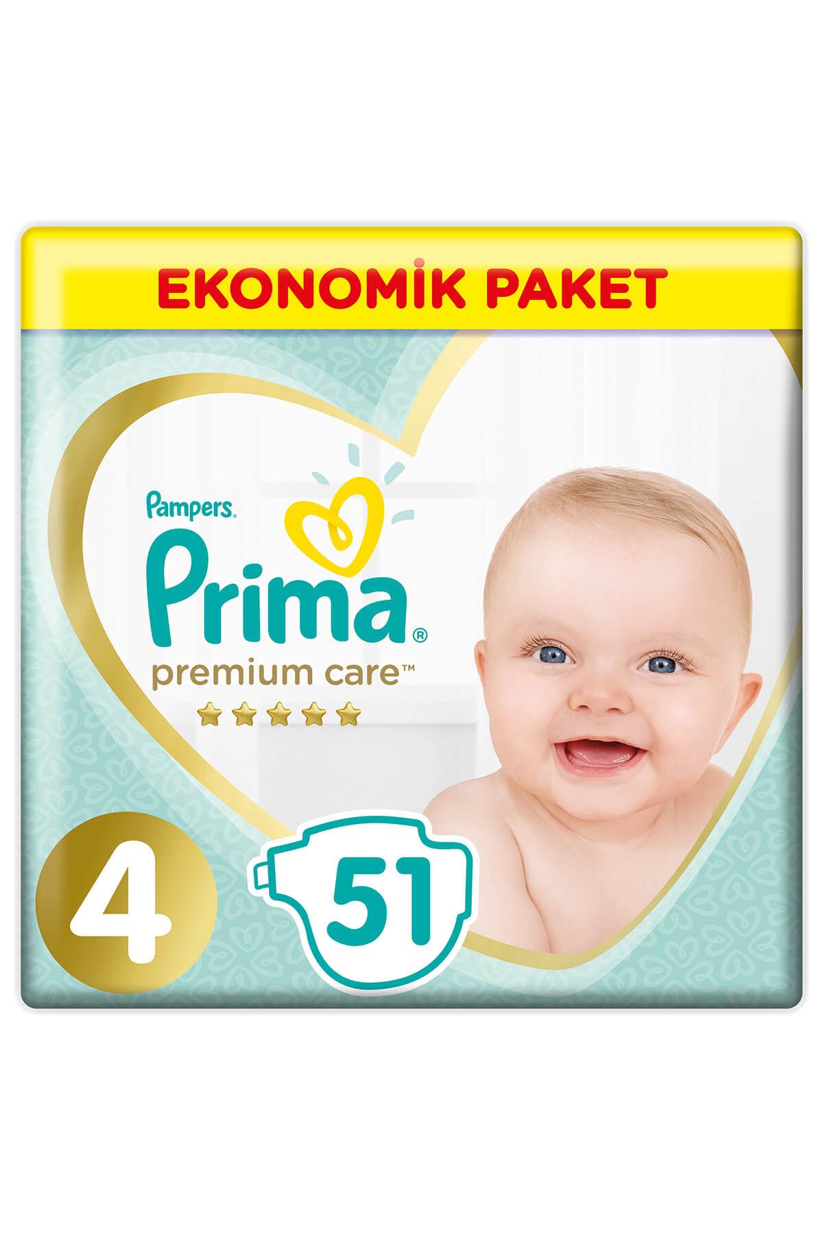 Prima Premium Care Ekonomik Beden:4 (9-14Kg) Maxi 51 Adet Bebek Bezi