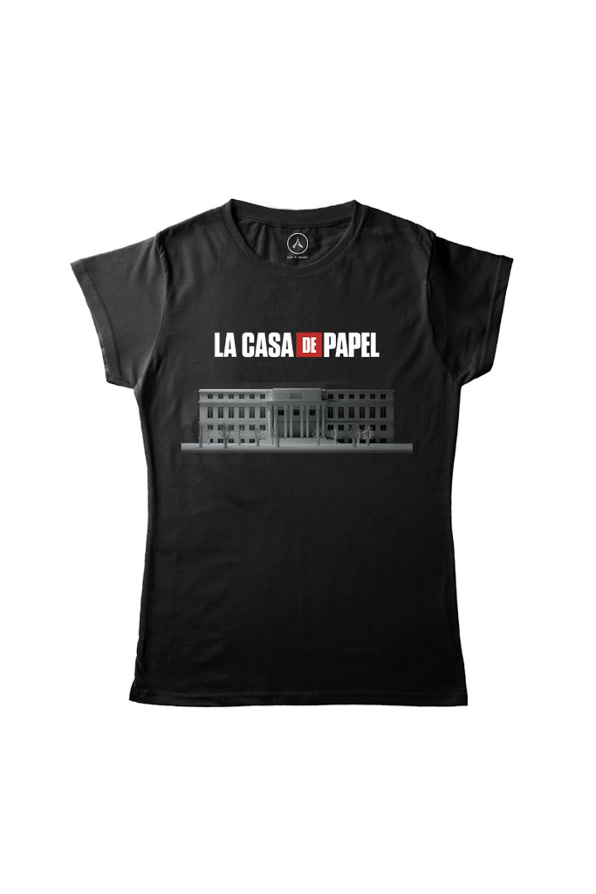 Art T-Shirt Kadın Siyah La Casa De Papel Logo Darphane T-Shirt