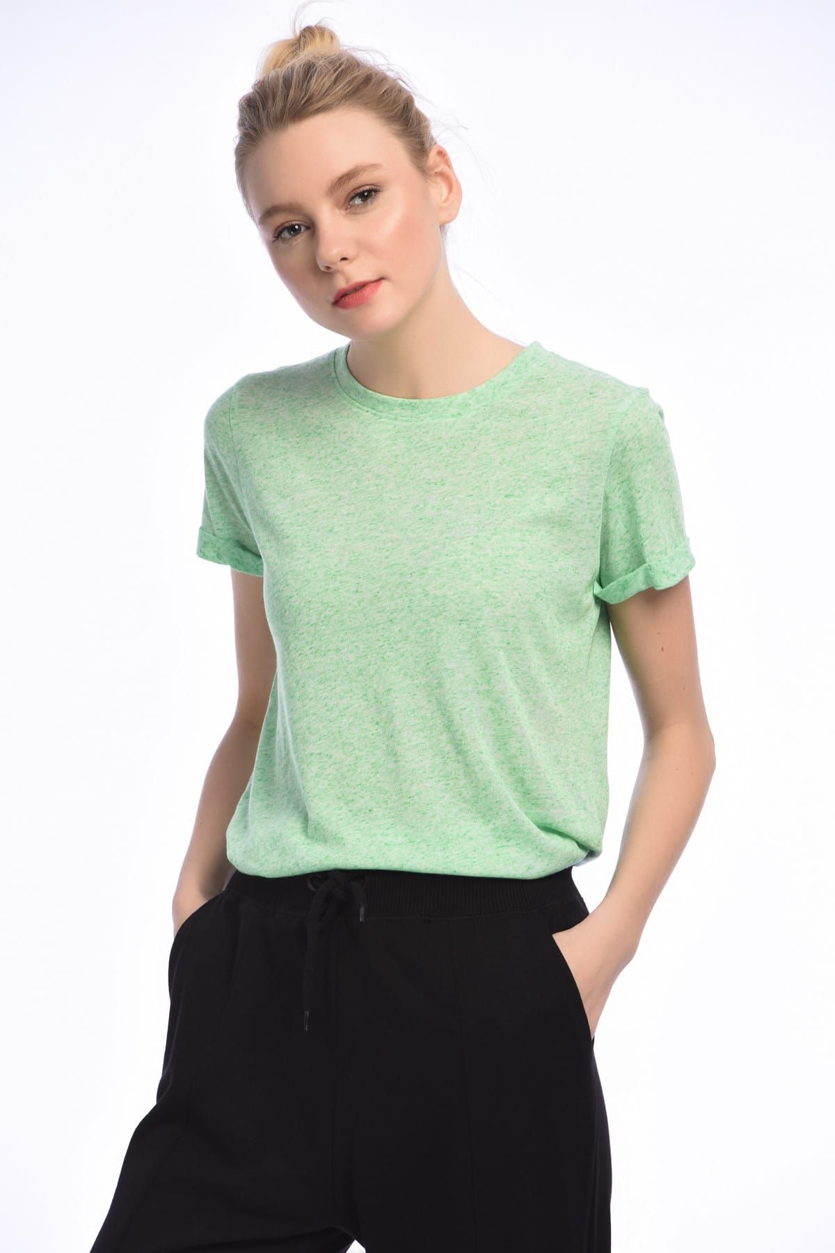 Bershka Kadın Yeşil T-Shirt 2017-2614-443