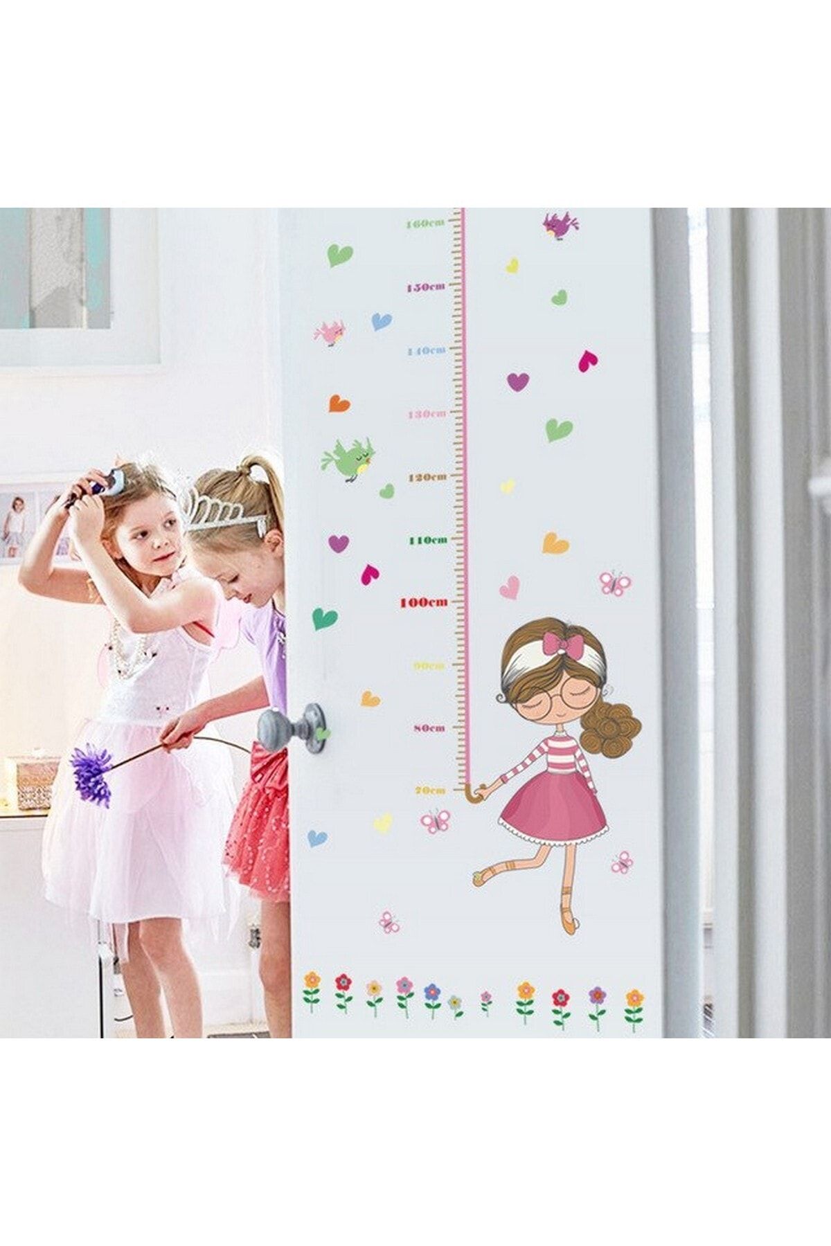 CRYSTAL KIDS Şemsiyeli Kız Çocuk Odası Dekorasyonu Boy Ölçen Duvar Sticker
