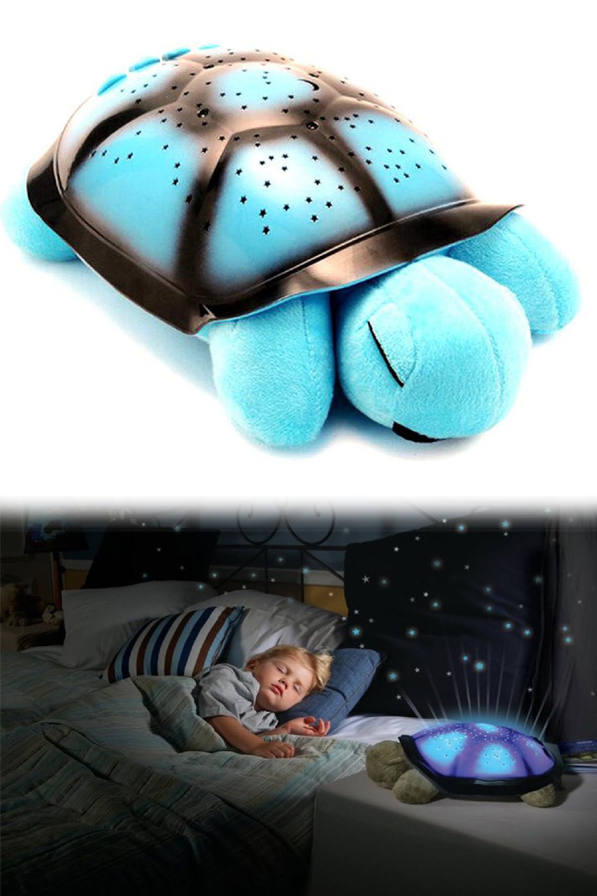 Buffer Türkçe Ninnili Kaplumbağa Gece Lambası (Mavi)