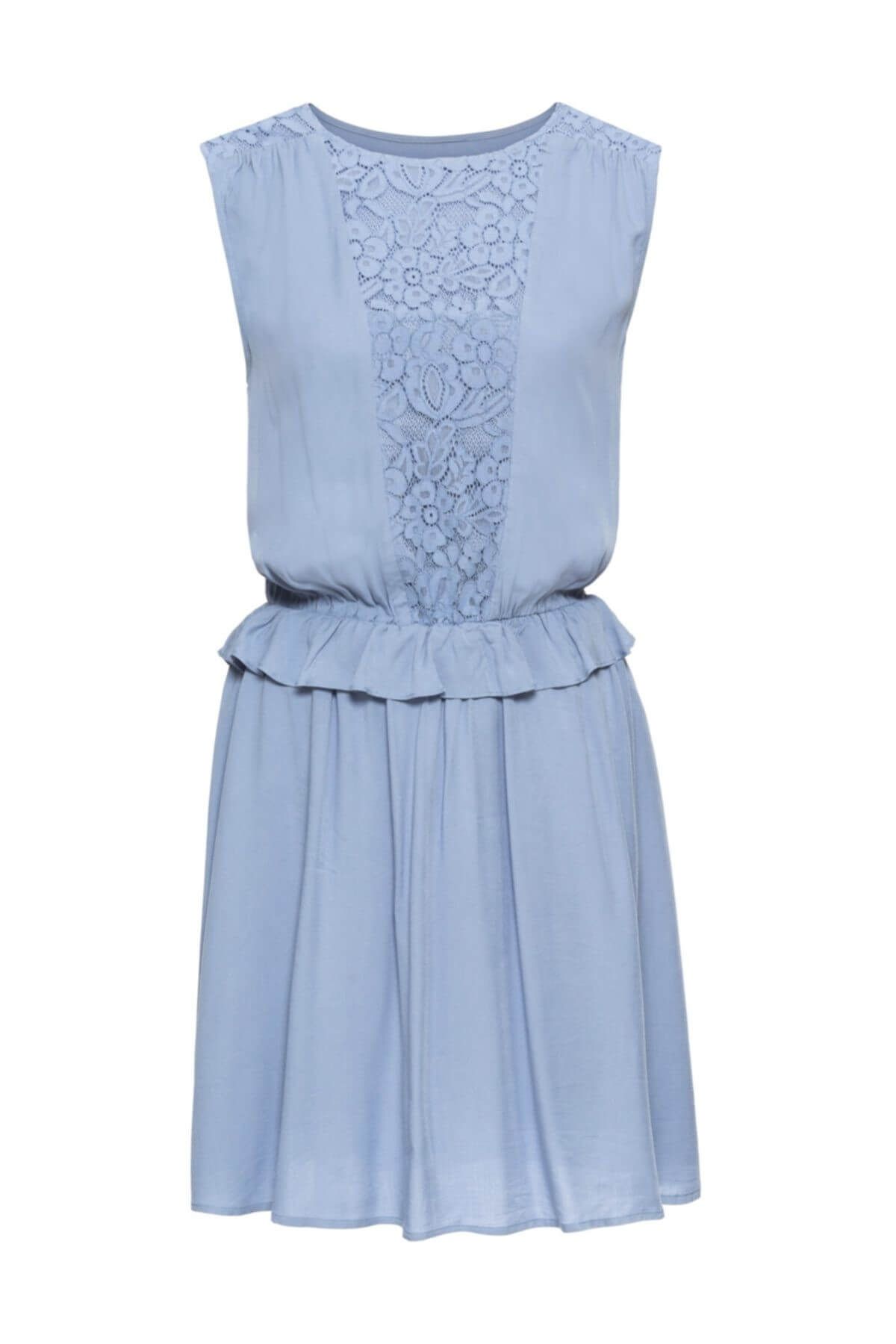 Bonprix Kadın Mavi Dantel Detaylı & Volanlı Elbise 756524112