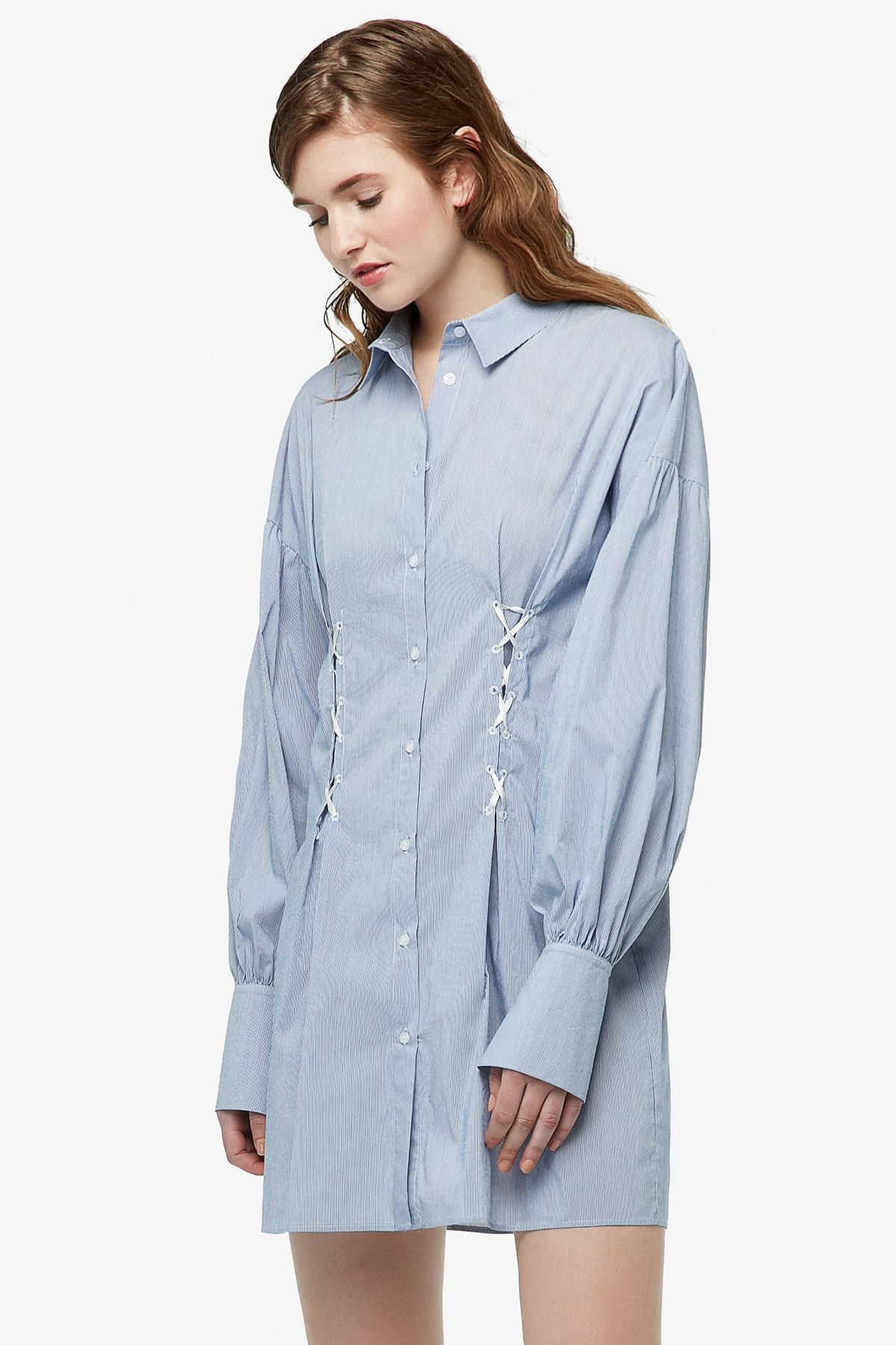 Twist Kadın Mavi Uzun Kollu Gömlek Elbise TS1170002253