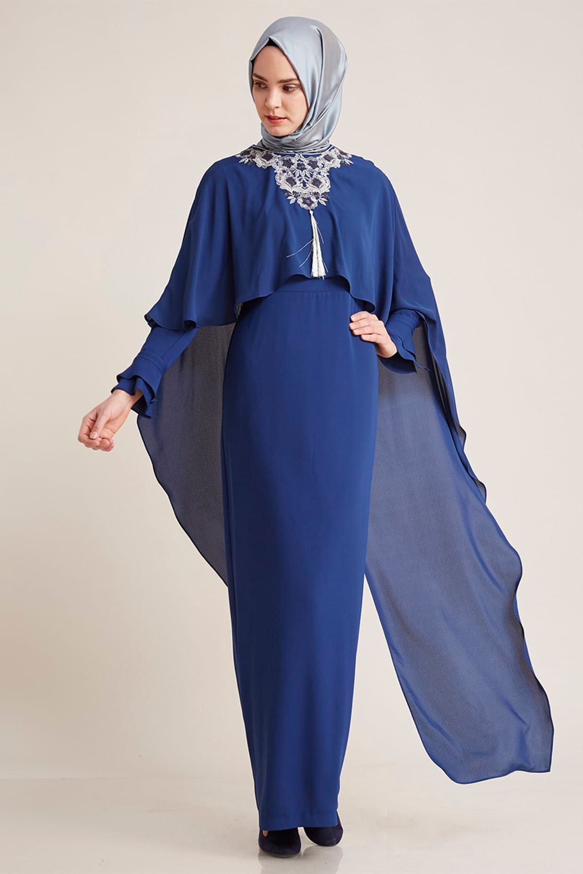 Kayra Kadın Abiye Elbise Saks KA-B7-23079-74