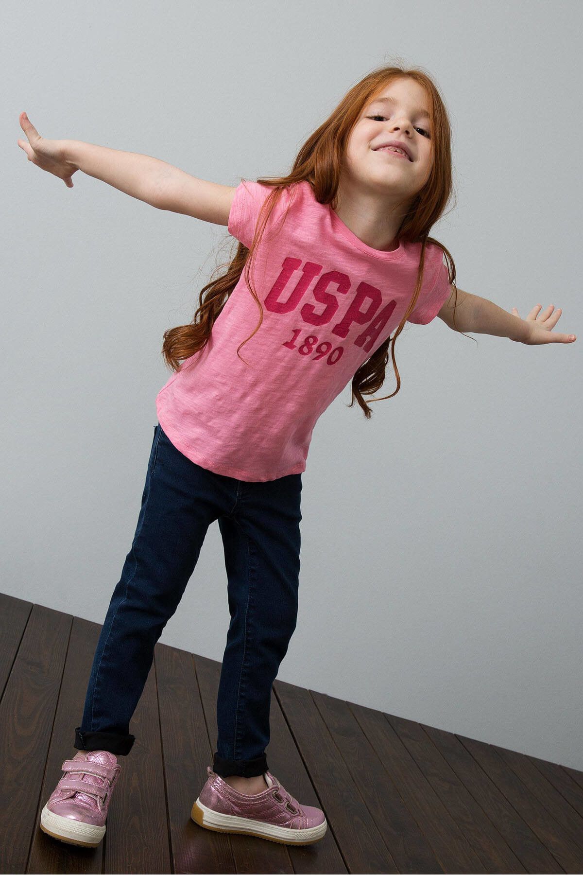 U.S. Polo Assn. Pembe Kız Cocuk T-Shirt