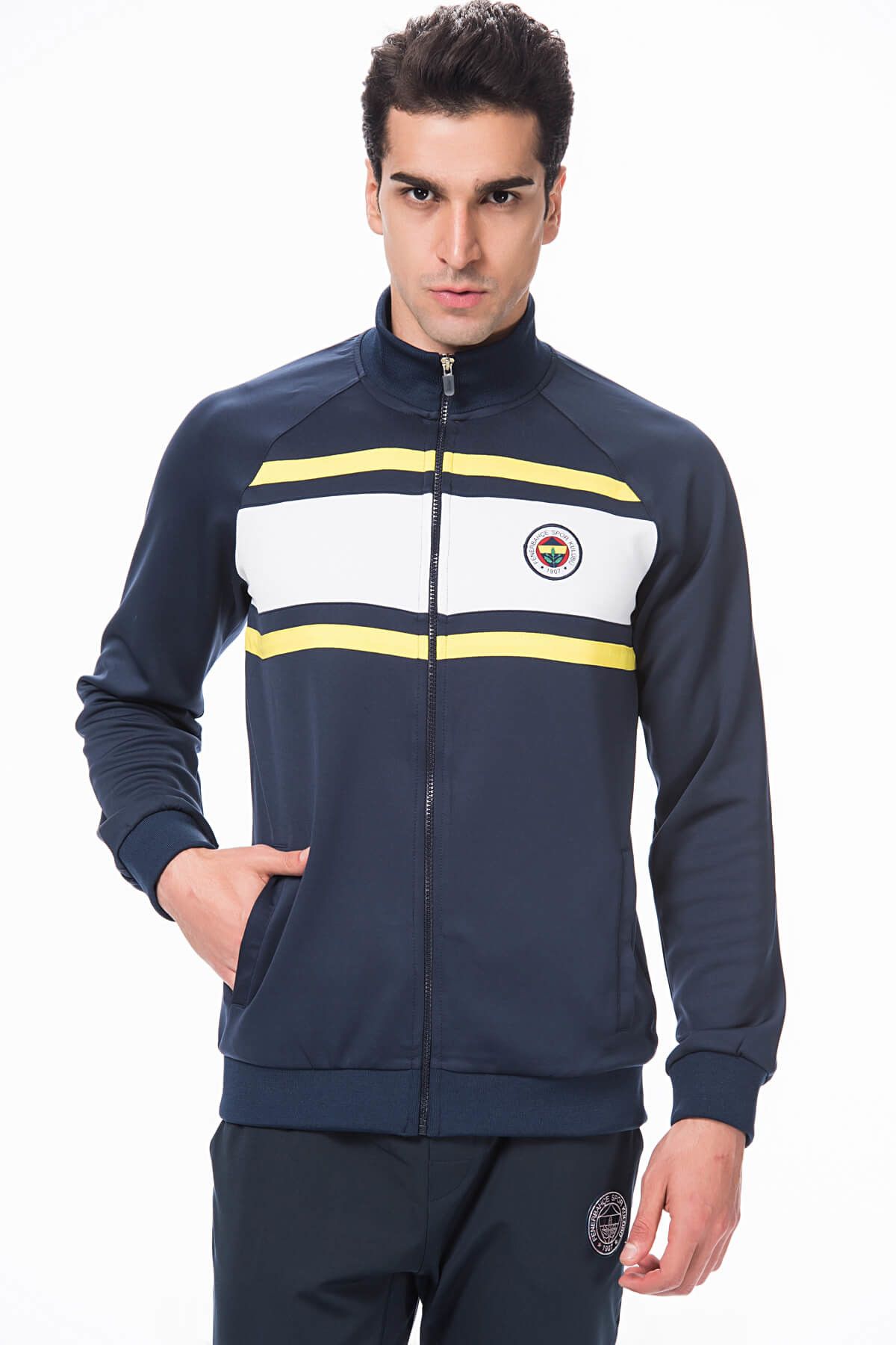 Fenerbahçe Fenerbahçe Lacivert Beyaz Sarı Erkek Sweatshirt - Luka TK017E8Y02
