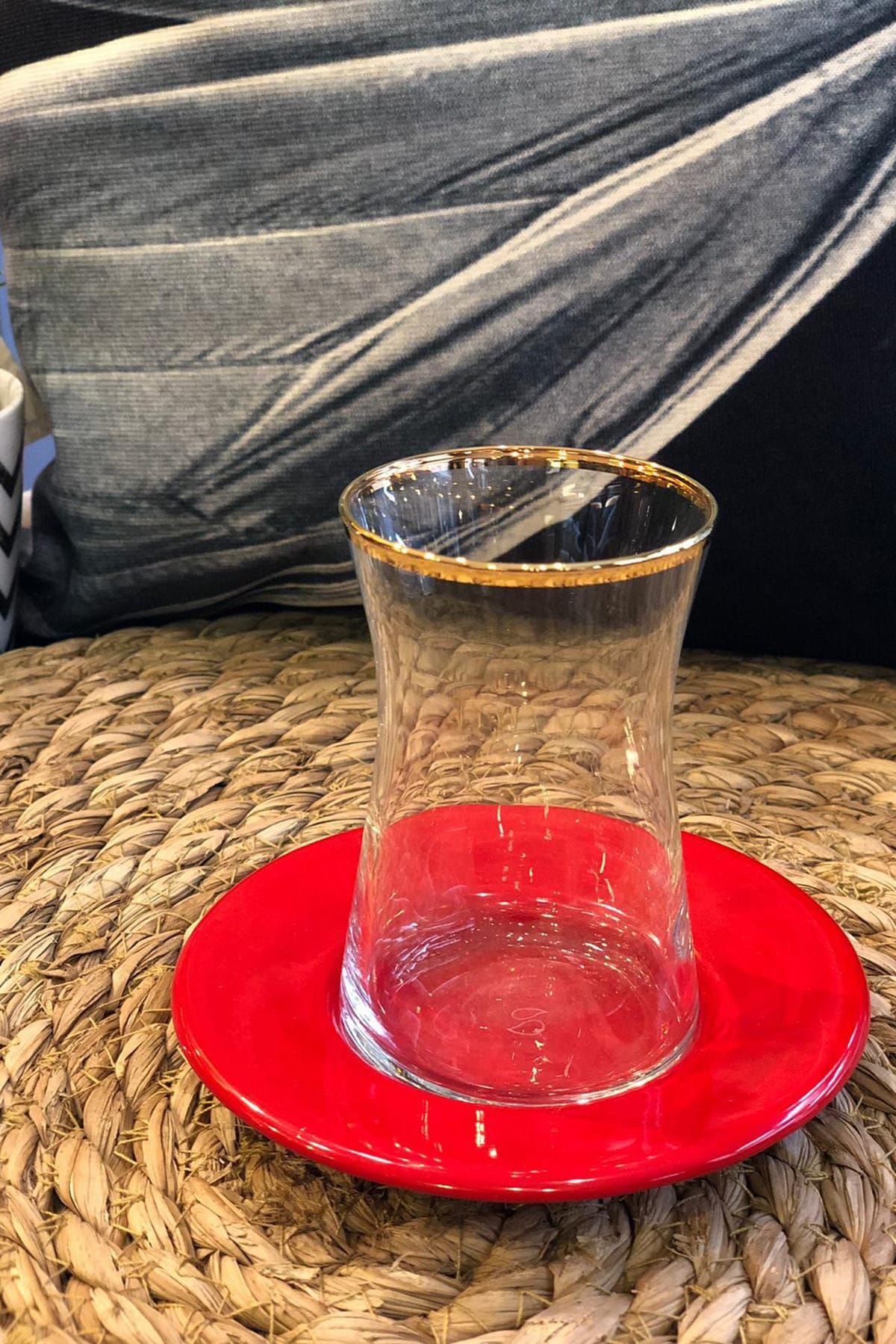 NATUREL Galvaniz Derin Çay Tabağı 12.5 cm Kırmızı