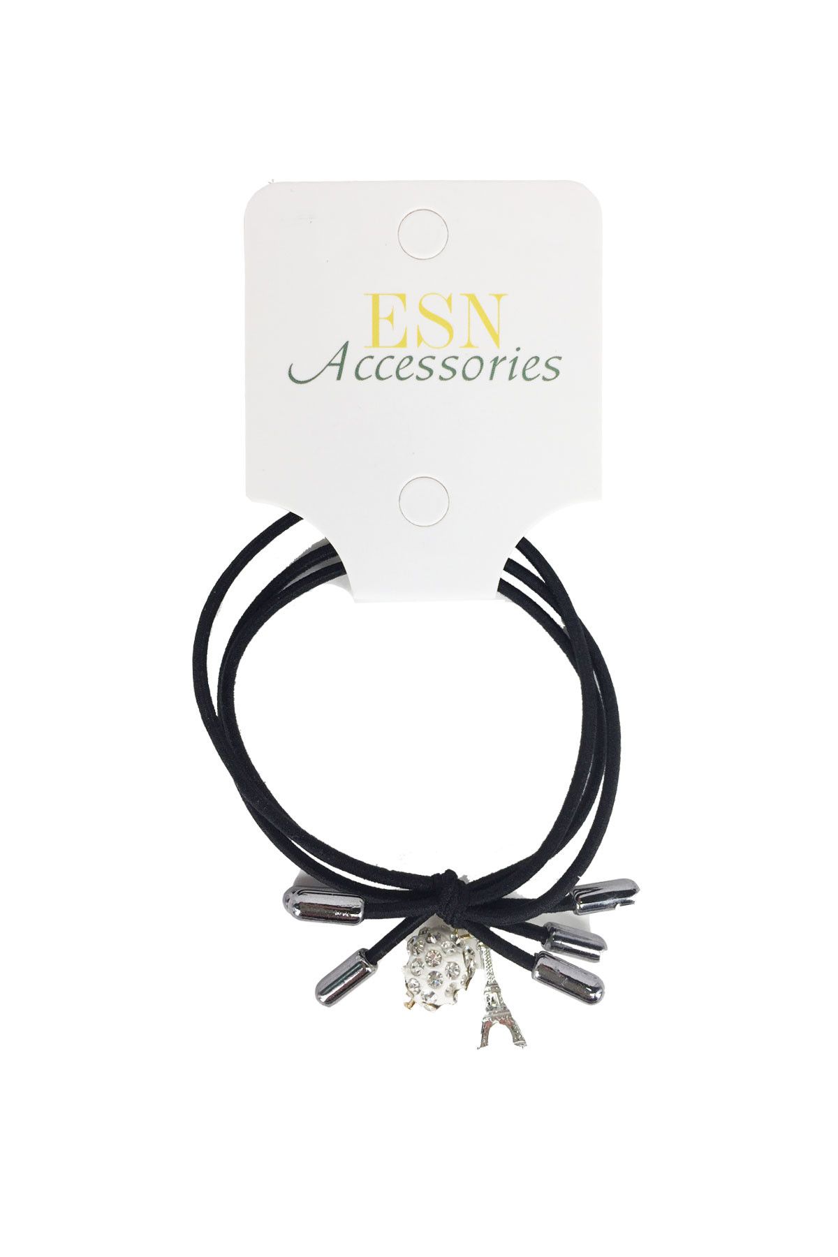 Esn Accessories Antrasit Swarovski Taşlı Eyfel Siyah Lastik Saç Tokası 3840095030006