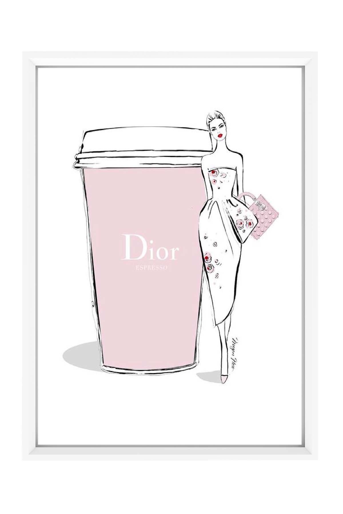 LYN HOME & DECOR Dior Pembe (Beyaz Çerçeve) Tablo 20x30