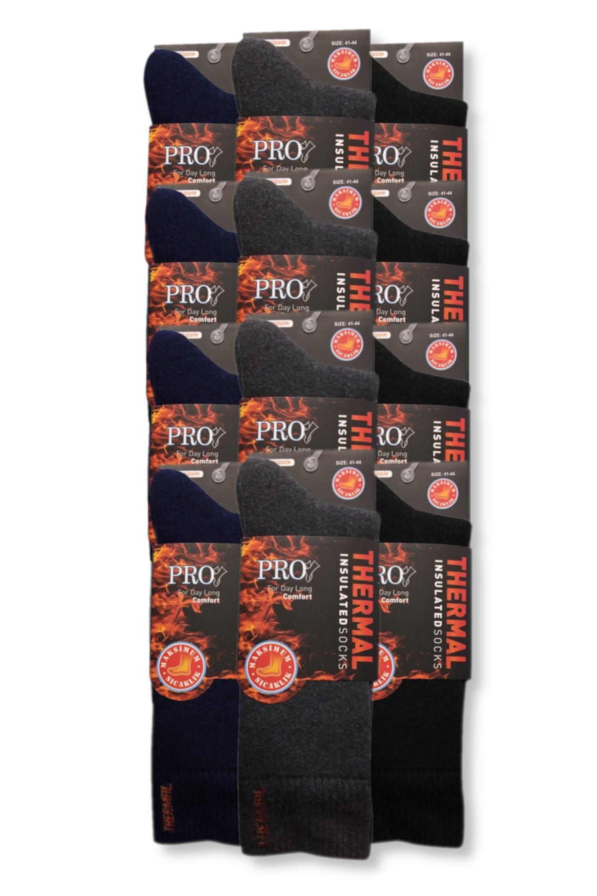 Pro Termal Erkek Karışık Renk 12 Çift Kalın Kışlık Çorap