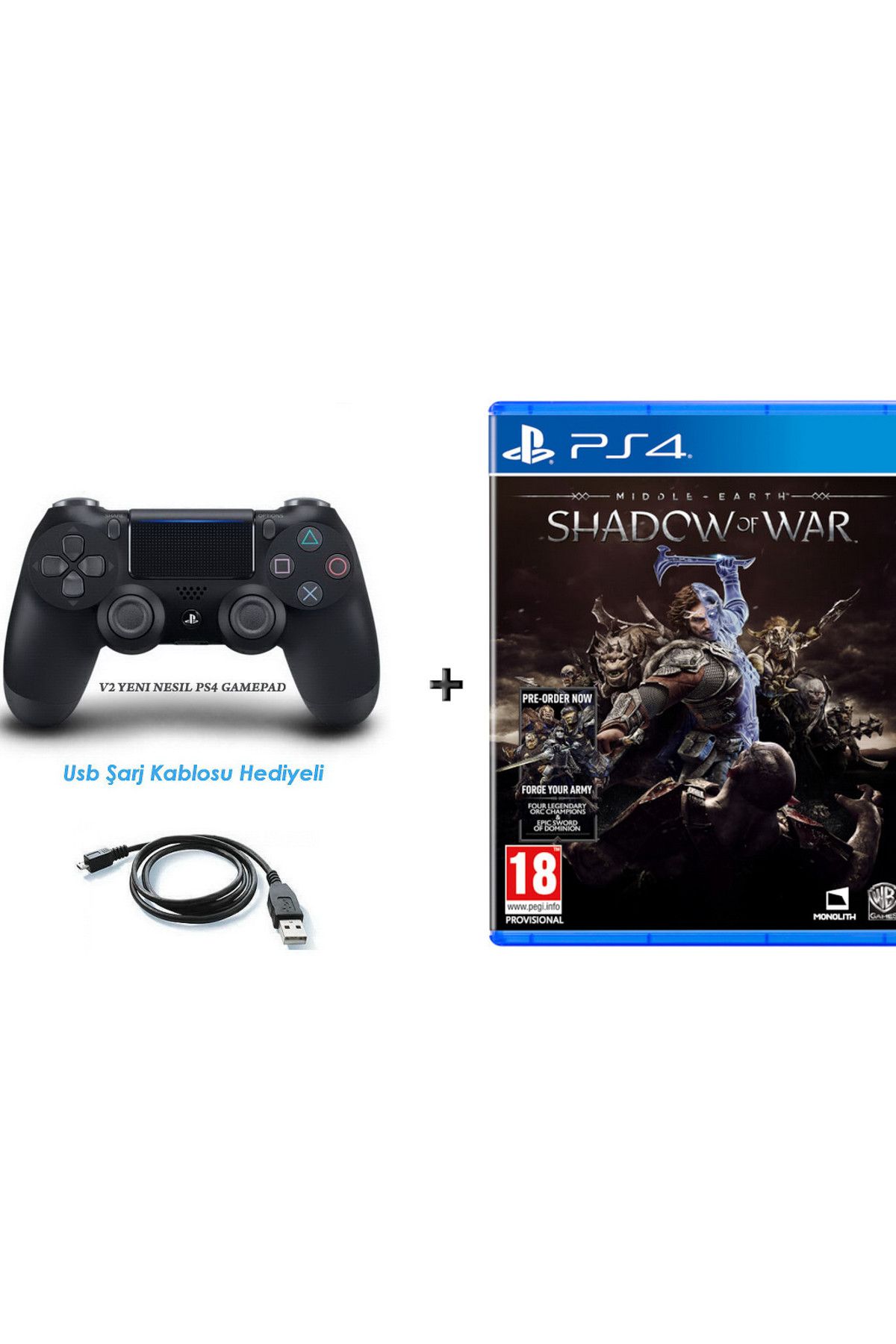 Warner Bros Middle-earth: Shadow of War PS4 OYUN+PS4 V2 NESIL DUALSHOCK KOL
