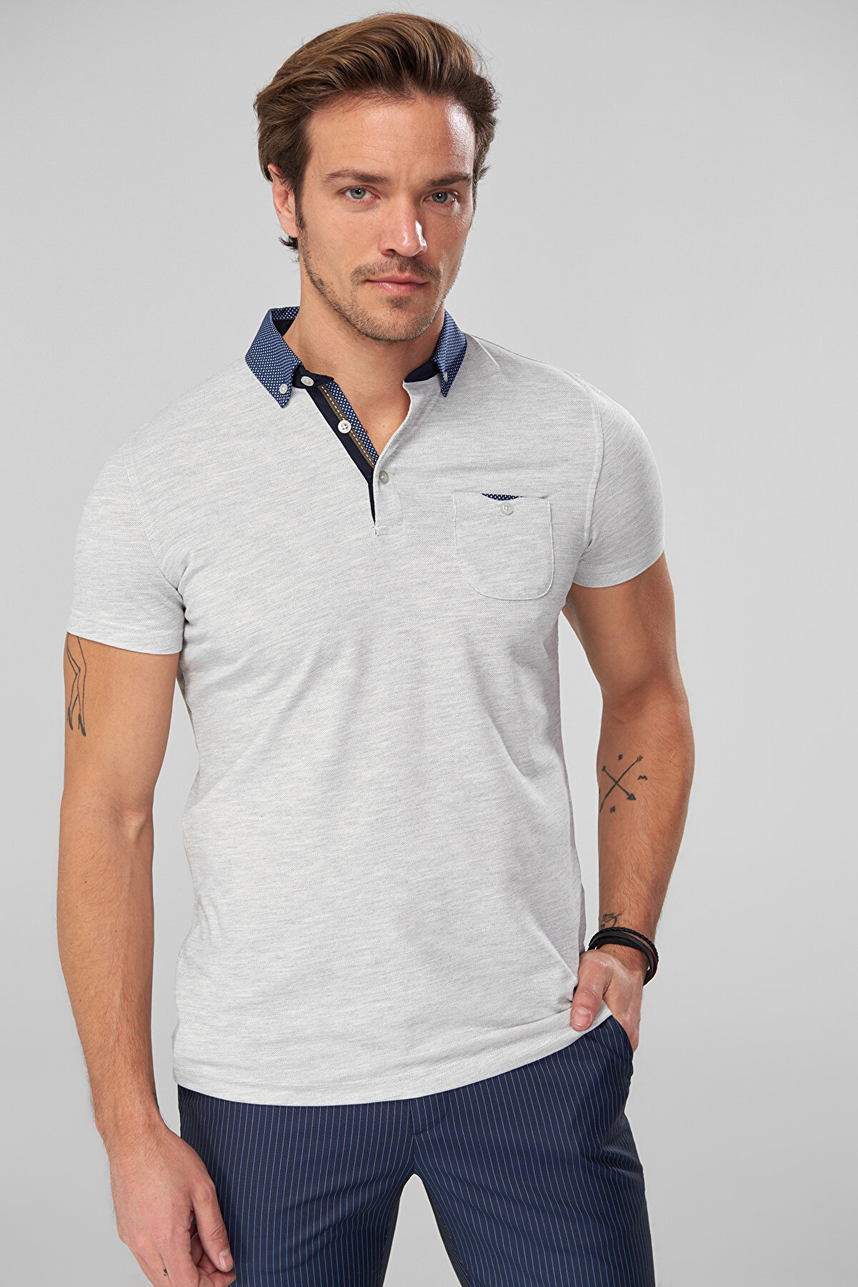 TRENDYOL MAN Golf Port Taş Erkek T-Shirt  - Pamuklu Kısa Kollu Polo Yaka