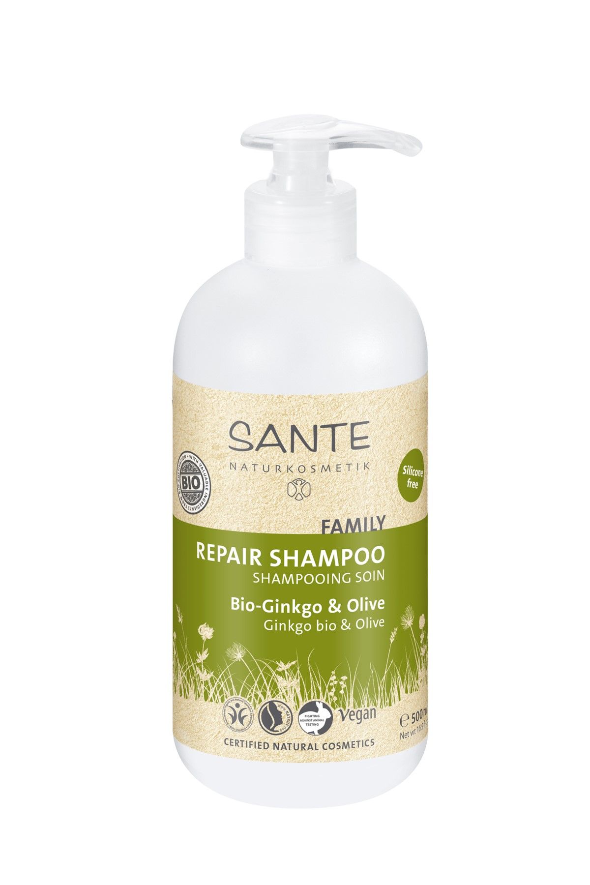 Sante Organik Onarıcı- Bakım Aile Şampuanı - Organik ginko Ve Zeytin Özlü - 950 ml