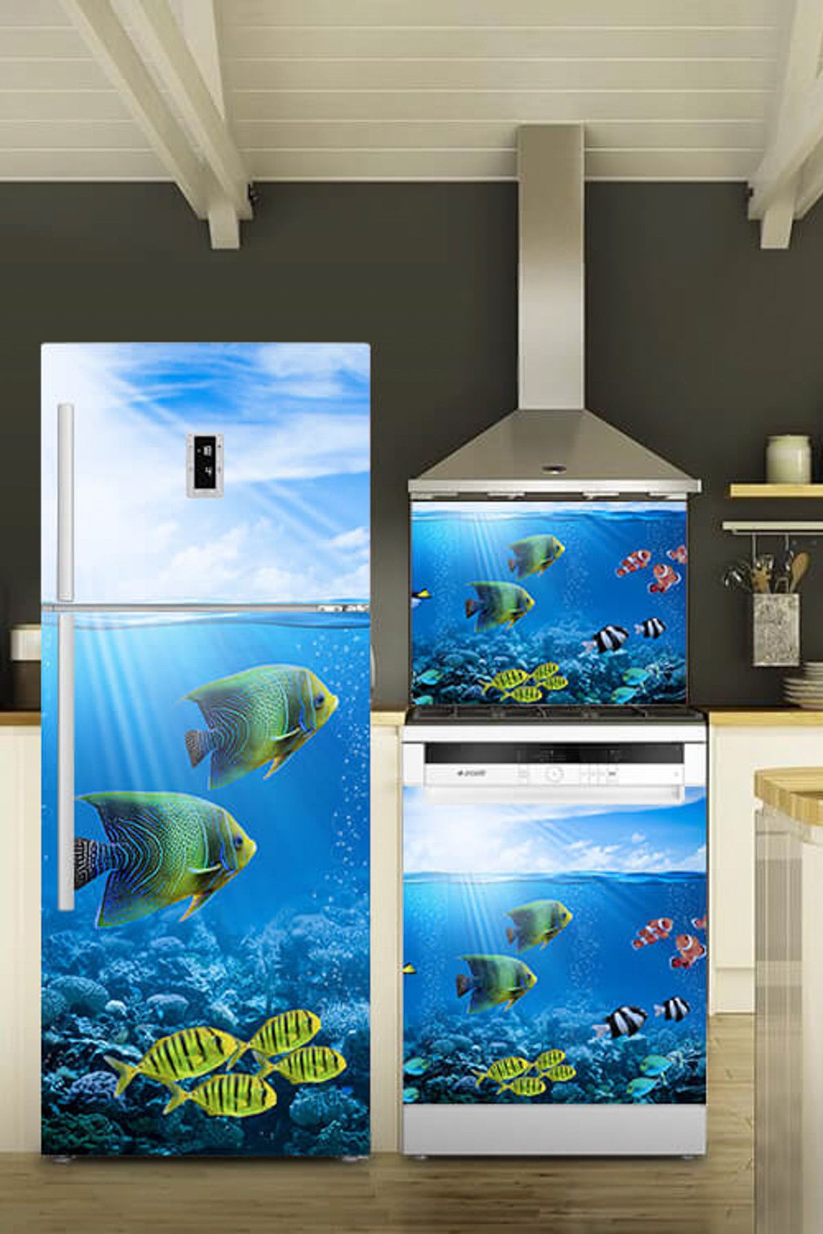 Tilki Dünyası Buzdolabı, Bulaşık Makinesi ve Ocak Arkası Set Yapışkanlı Folyo 0030