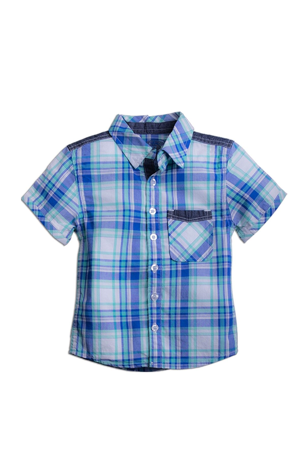 Hogg Açık Mavi Erkek Çocuk Kareli Kısa Kollu Gömlek 1J2814