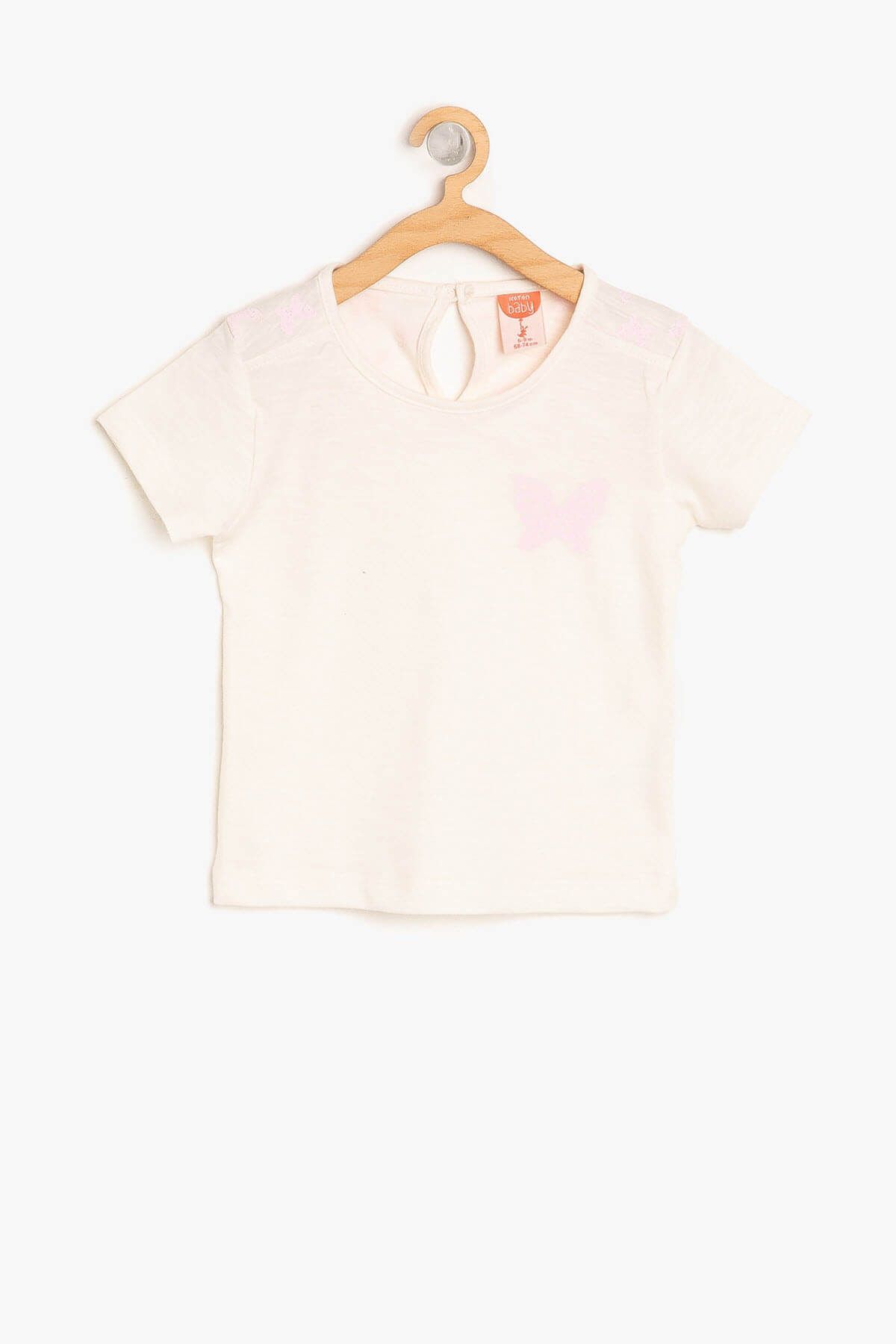 Koton Ekru Kız Bebek Kısa Kollu T-Shirt