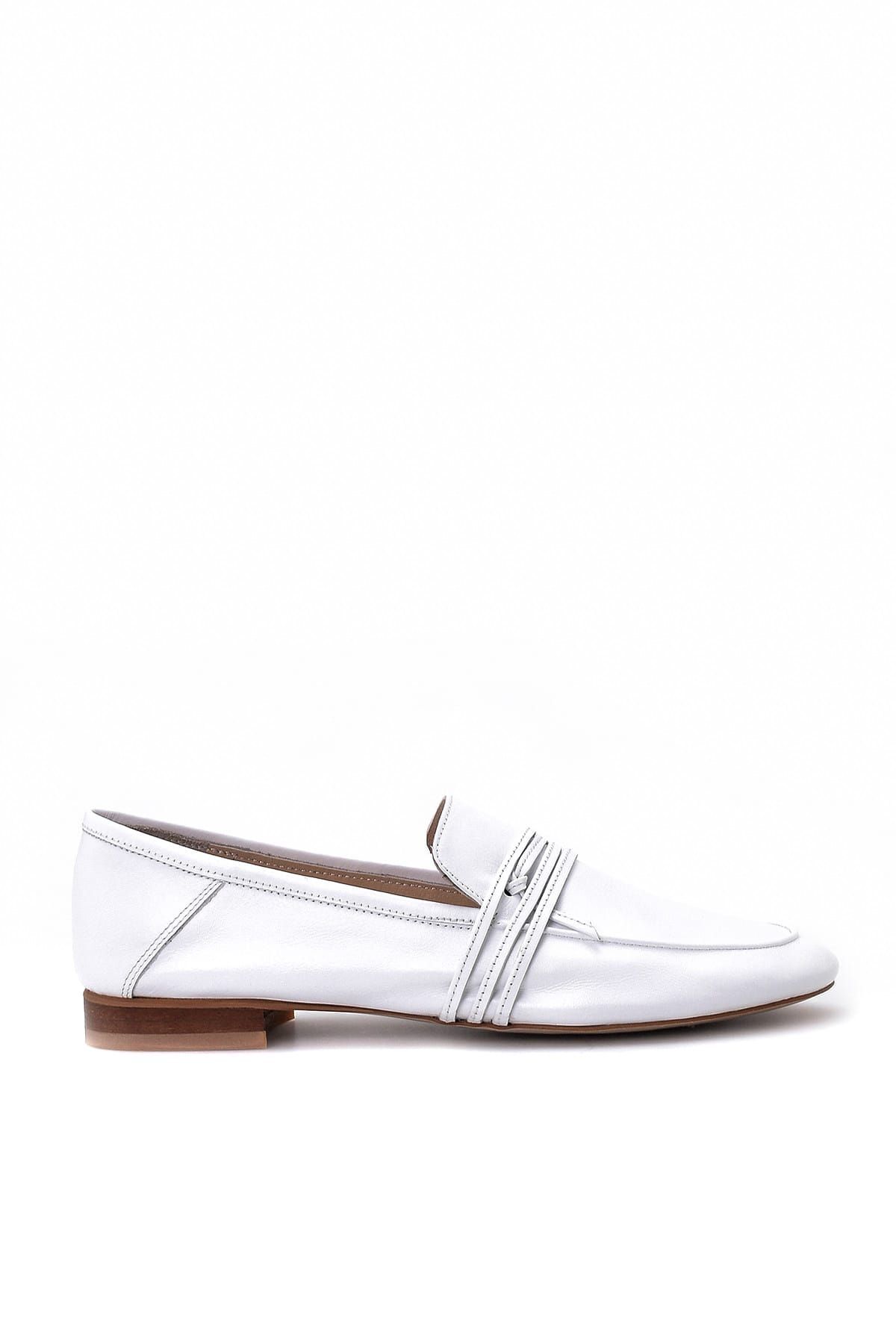 Derimod Hakiki Deri Beyaz Kadın Loafer Ayakkabı