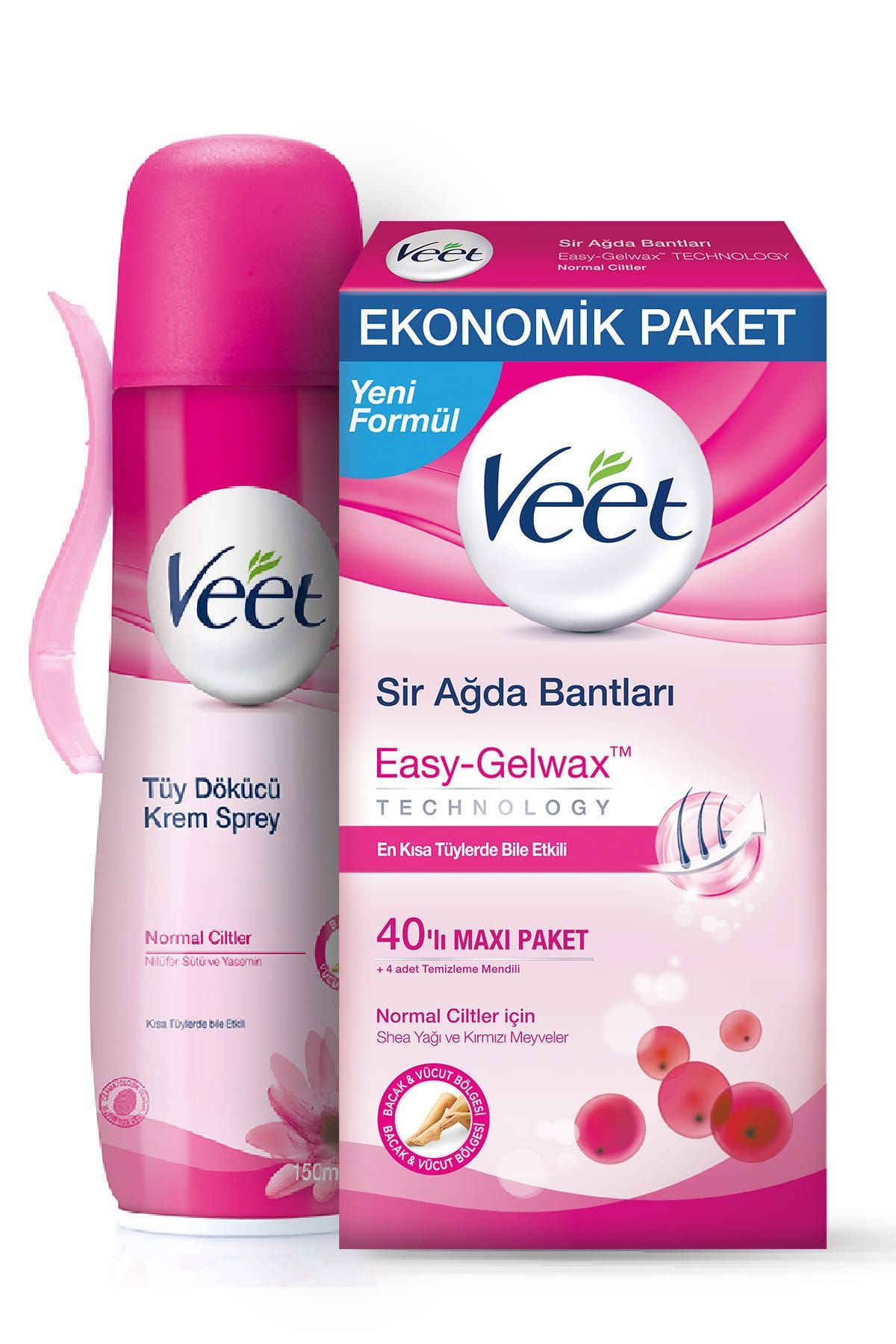 Veet 40’lı Normal Sir Ağda Bantları + 150 ml Normal Tüy Dökücü Sprey Avantaj Paketi