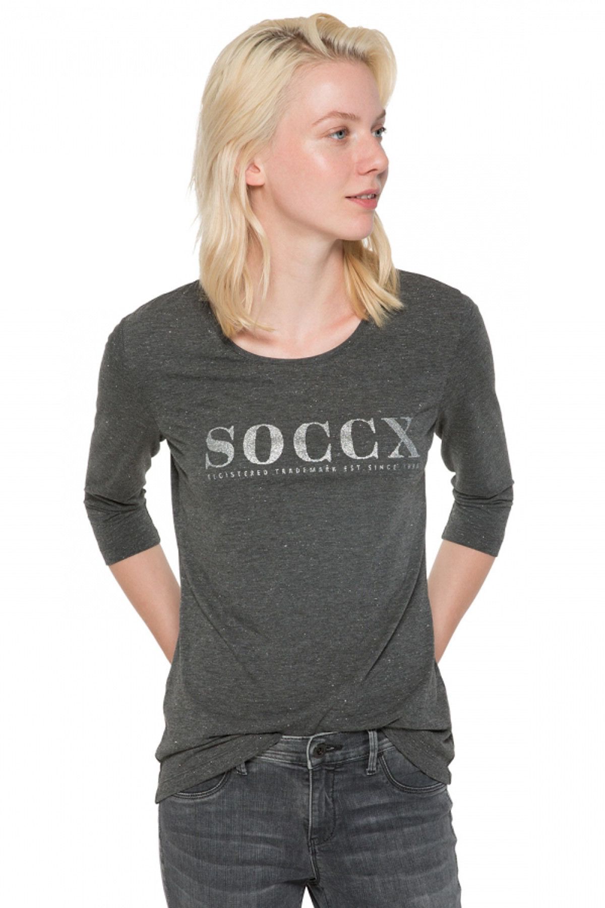 Soccx Kadın Antrasit T-Shirt SCU-1855-38_5