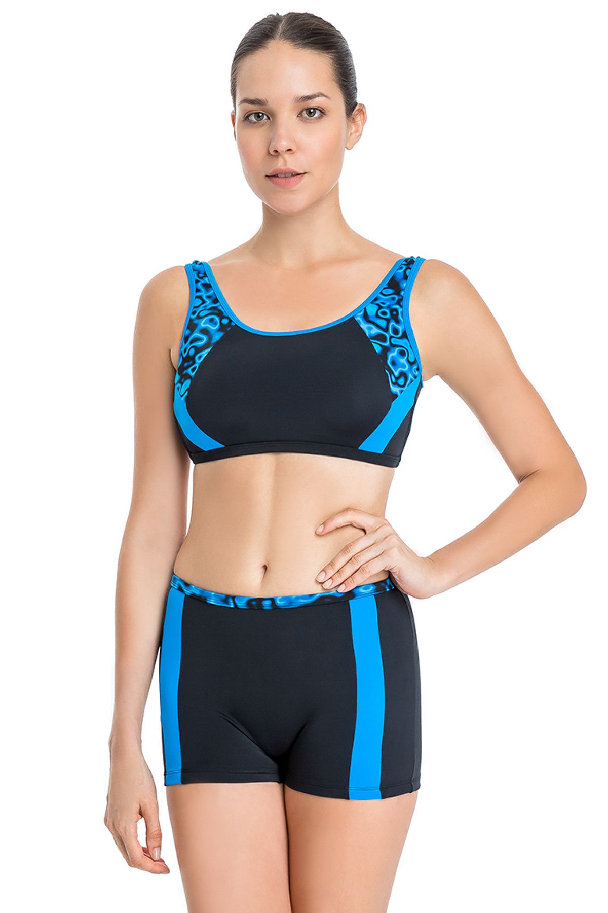 Dagi Kadın Mavi Şortlu Yüzücü Bikini Takım B0118Y0033