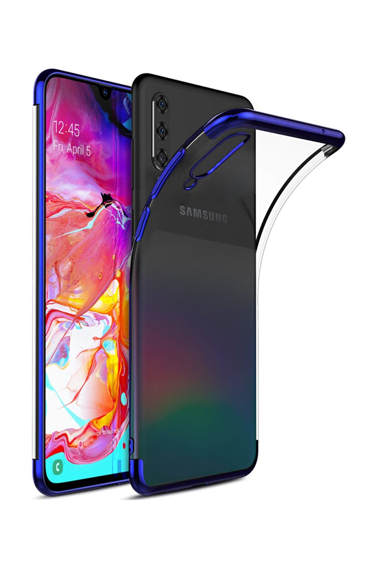 Microsonic Samsung Galaxy A70 Kılıf Skyfall Transparent Clear Mavi