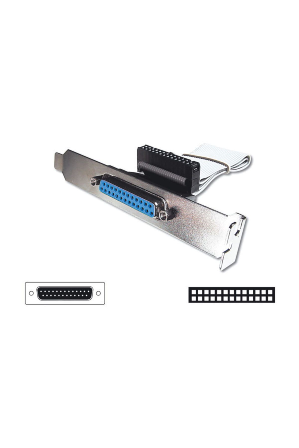 Assmann Yazıcı İçin Slot Bracket Bağlantı Kablosu, DB25 Erkek &lt;-&gt; 26 pin IDC Dişi, 0.25 metre, CU, AWG