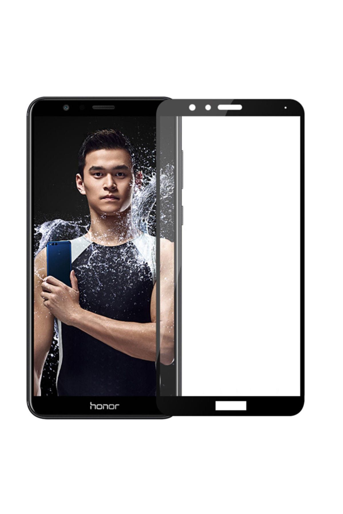 Microsonic Huawei Honor 7X Tam Kaplayan Temperli Cam Ekran koruyucu Kırılmaz Film Siyah