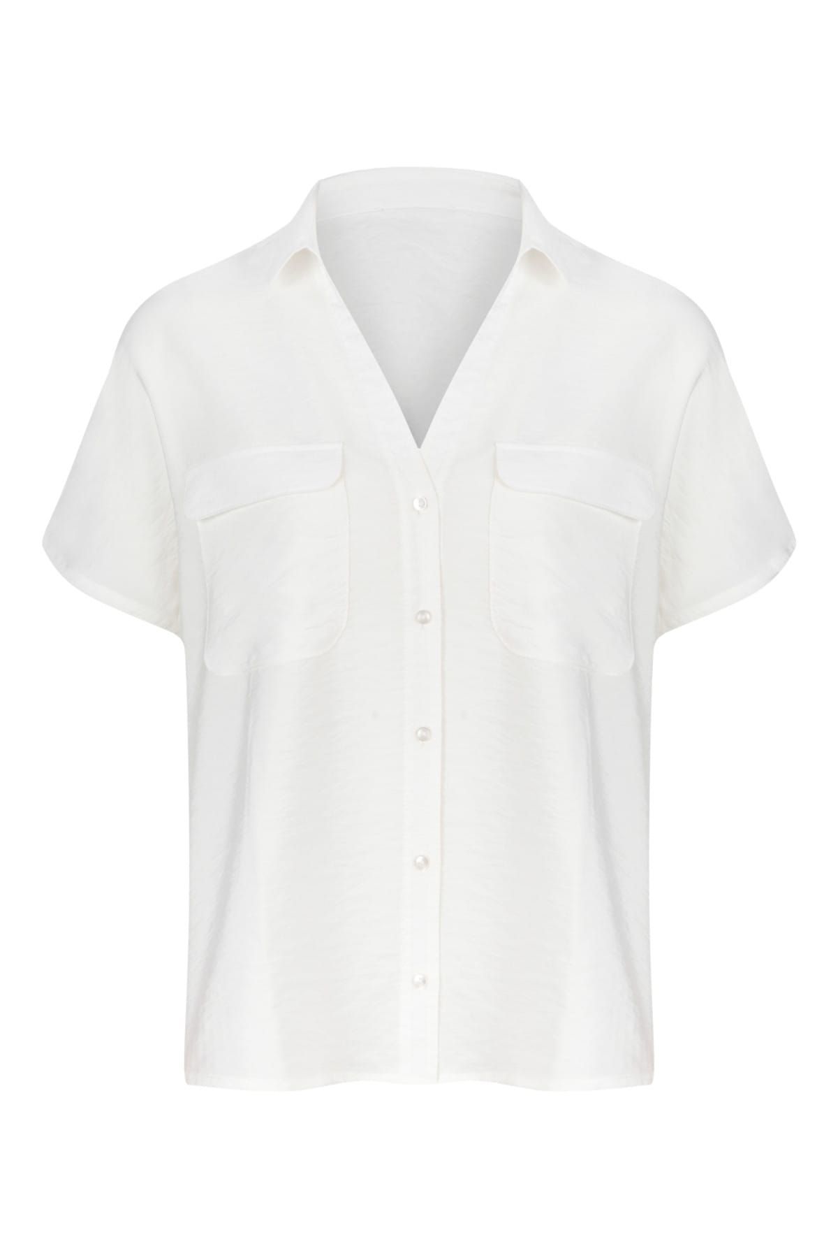 Mudo Kadın Beyaz Cep Detaylı Regular Business Gömlek 338908