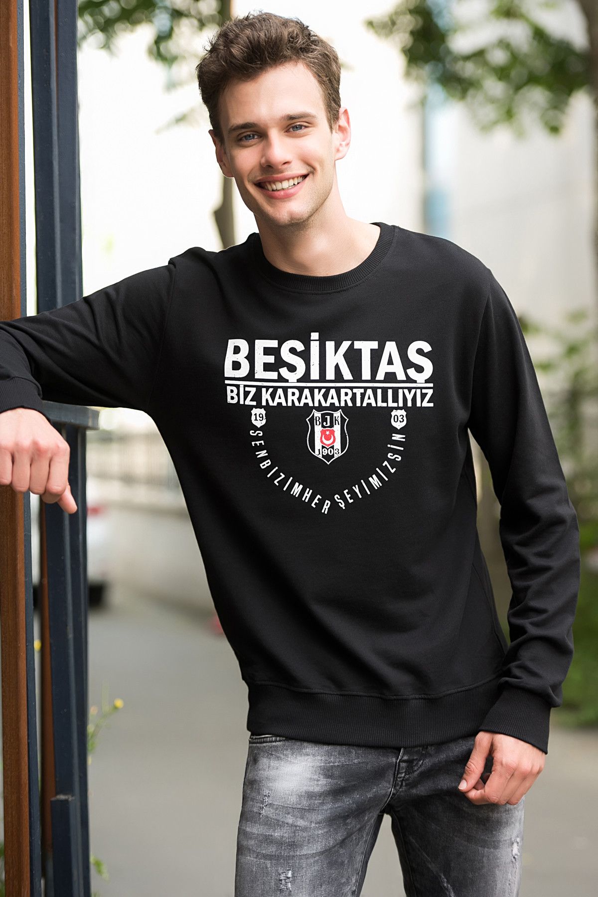 Beşiktaş Erkek Siyah Sweatshirt - GNLESE0503