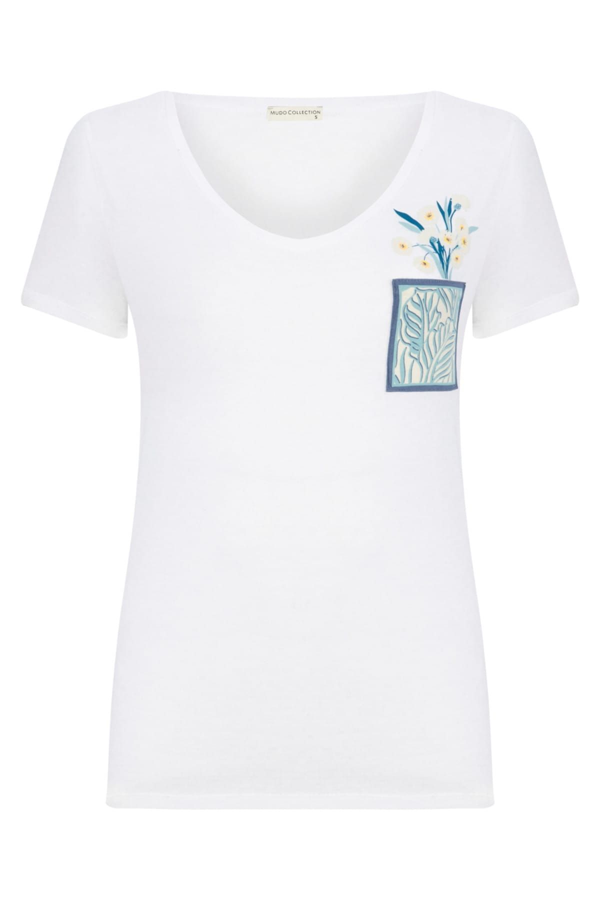 Mudo Kadın Beyaz Pamuklu V Yaka T-Shirt 1204447