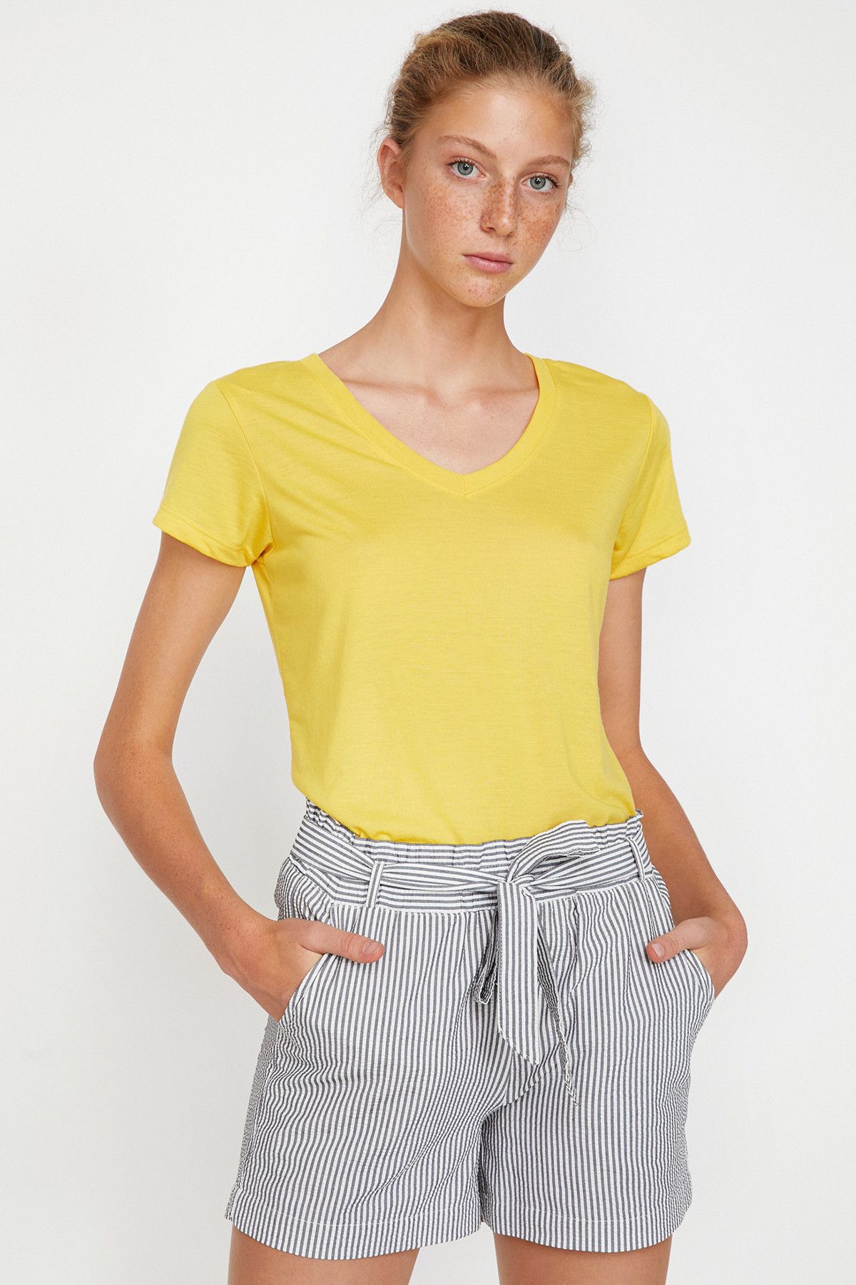 Koton Kadın Sarı T-Shirt 9KAK13640OK