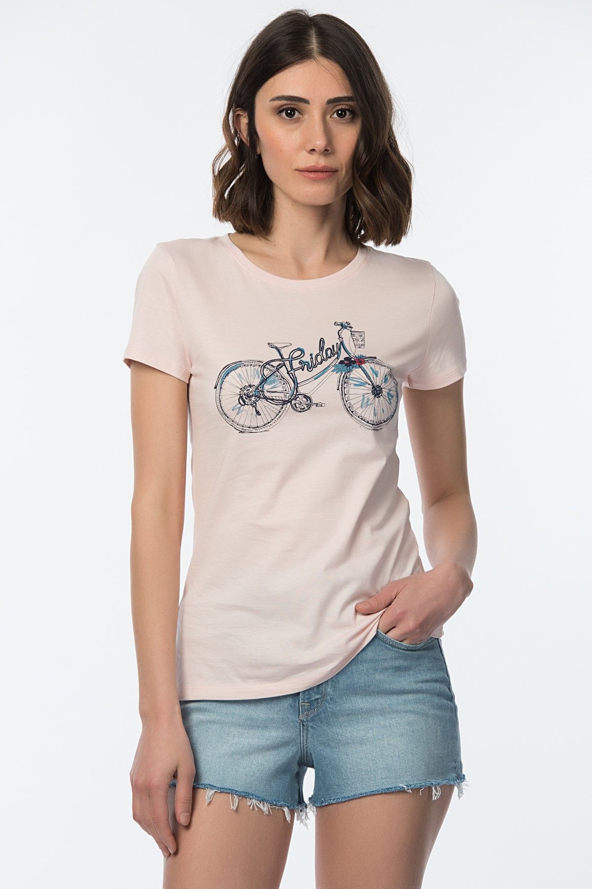 Mavi Kadın Baskılı T-shirt 166333-23708