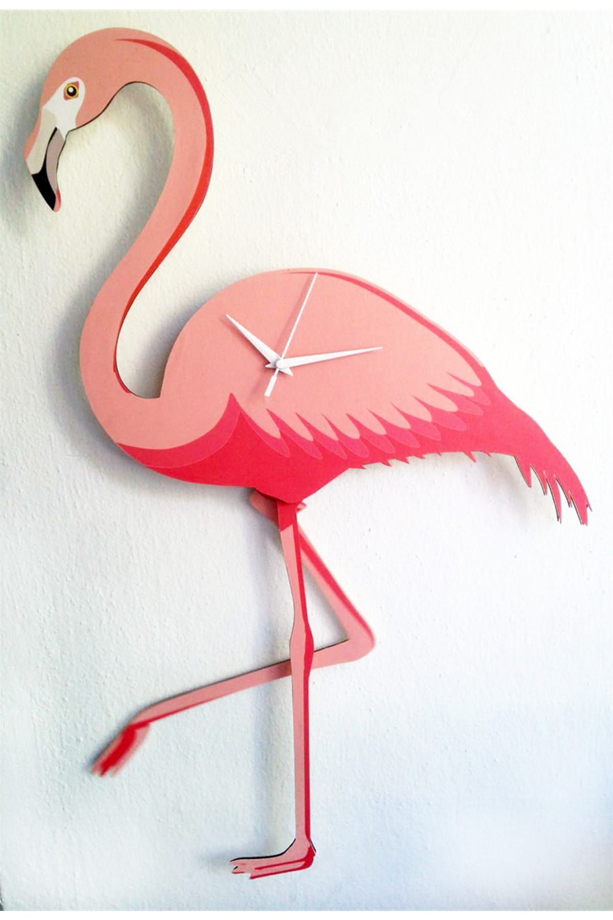 Markakanvas Flamingo Ayağı Sallanır Sarkaçlı Dekoratif Duvar Saati
