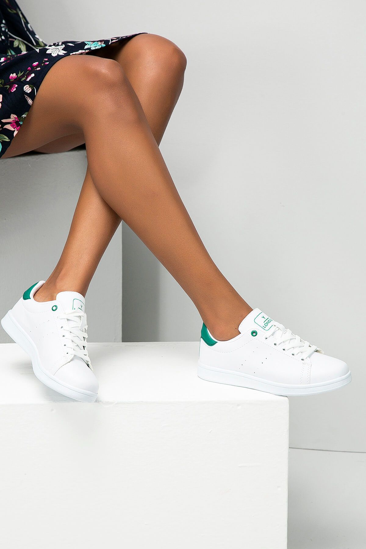 Y-London Beyaz Yeşil Kadın Spor Ayakkabı 669-8-8600