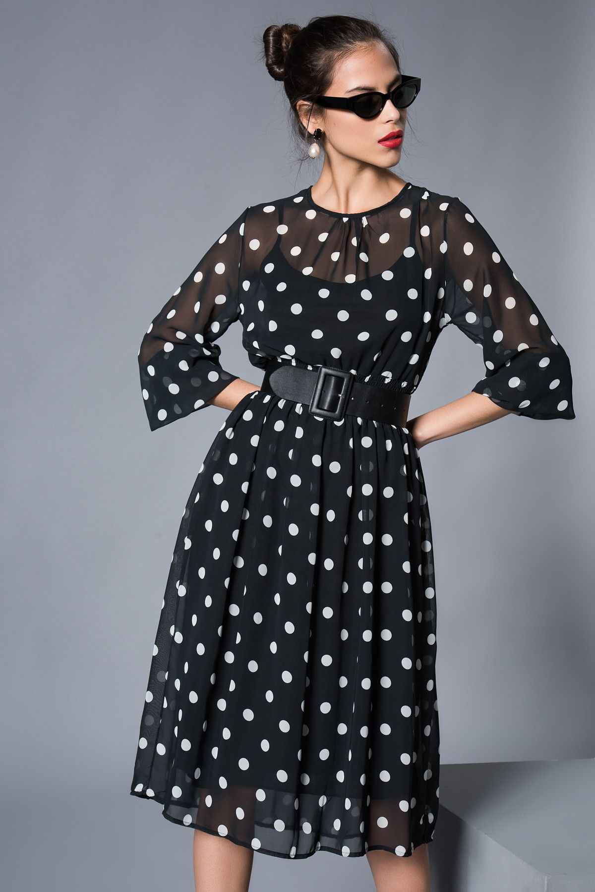 Cool & Sexy Kadın Siyah Beli Lastikli Şifon Elbise MV7045