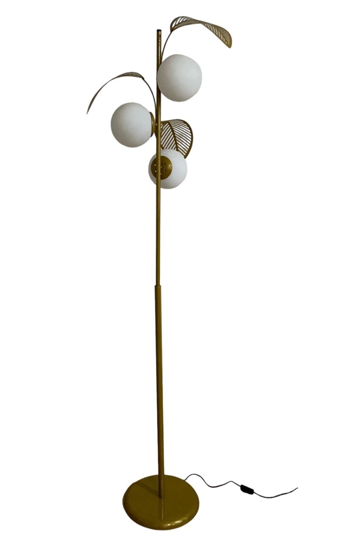 Ömür Avize Margarita Modern Tasarım Lazer Yapraklı Beyaz Globe Camlı Lambader
