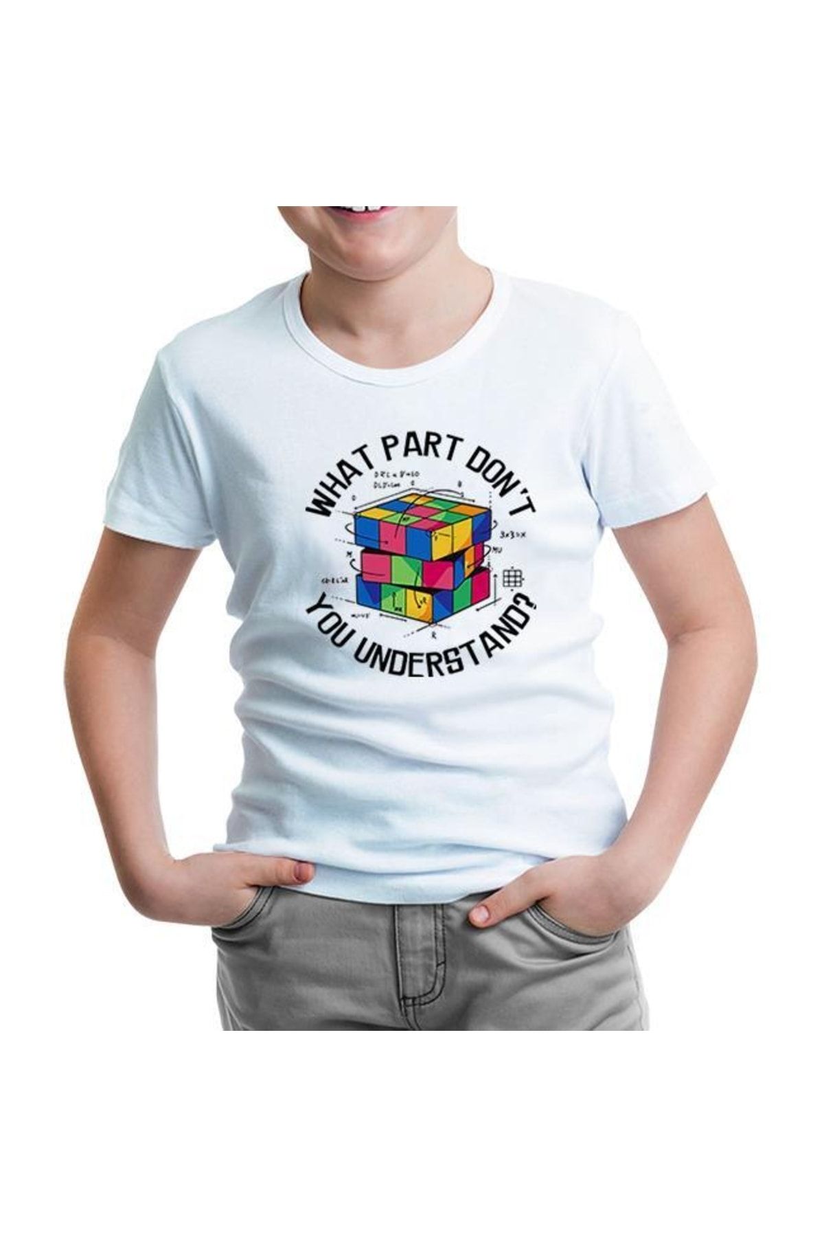 Lord T-Shirt Puzzle Cube With Calculations Beyaz Çocuk Tshirt