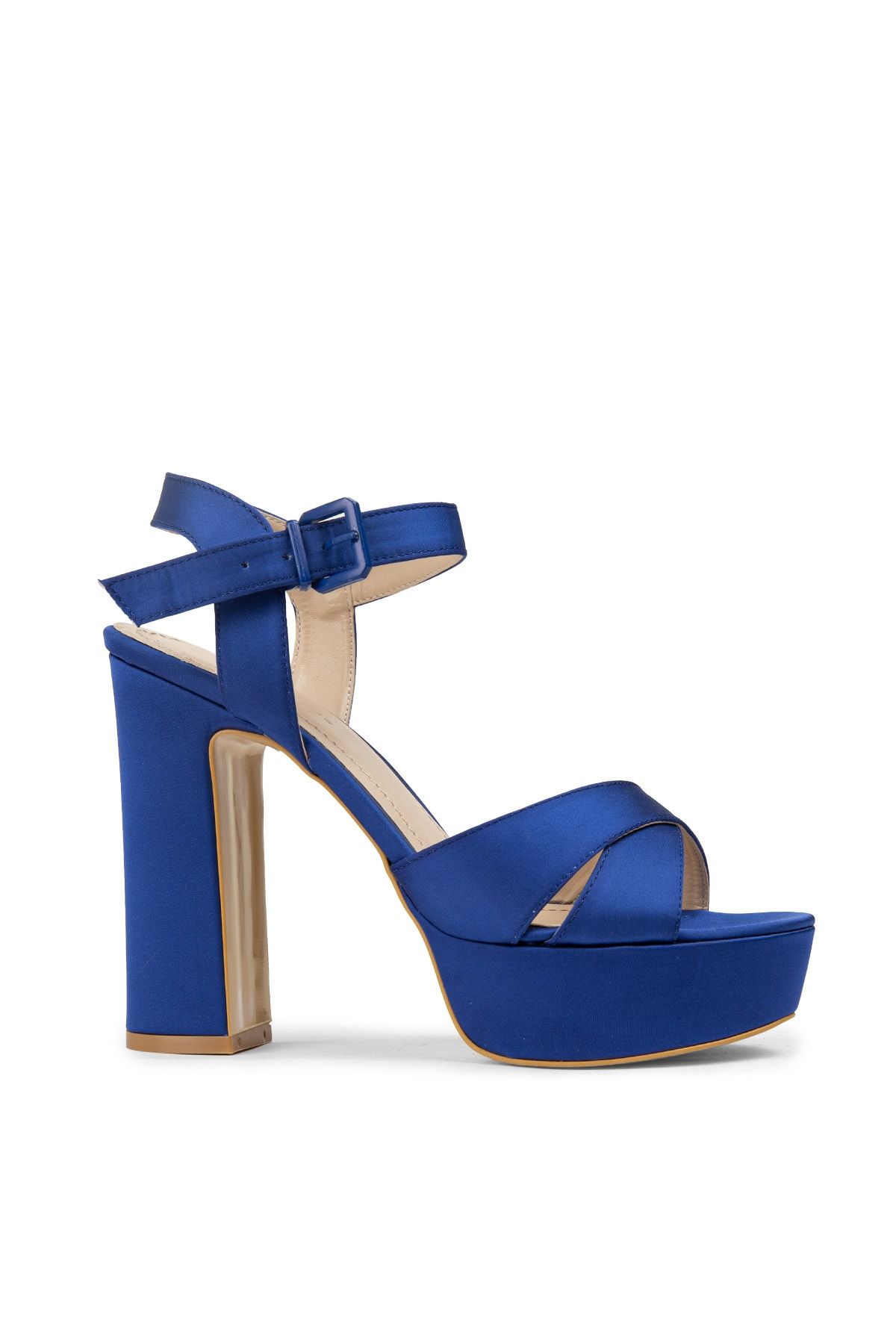 Deery Mavi Platform Topuklu Kadın Abiye Ayakkabı