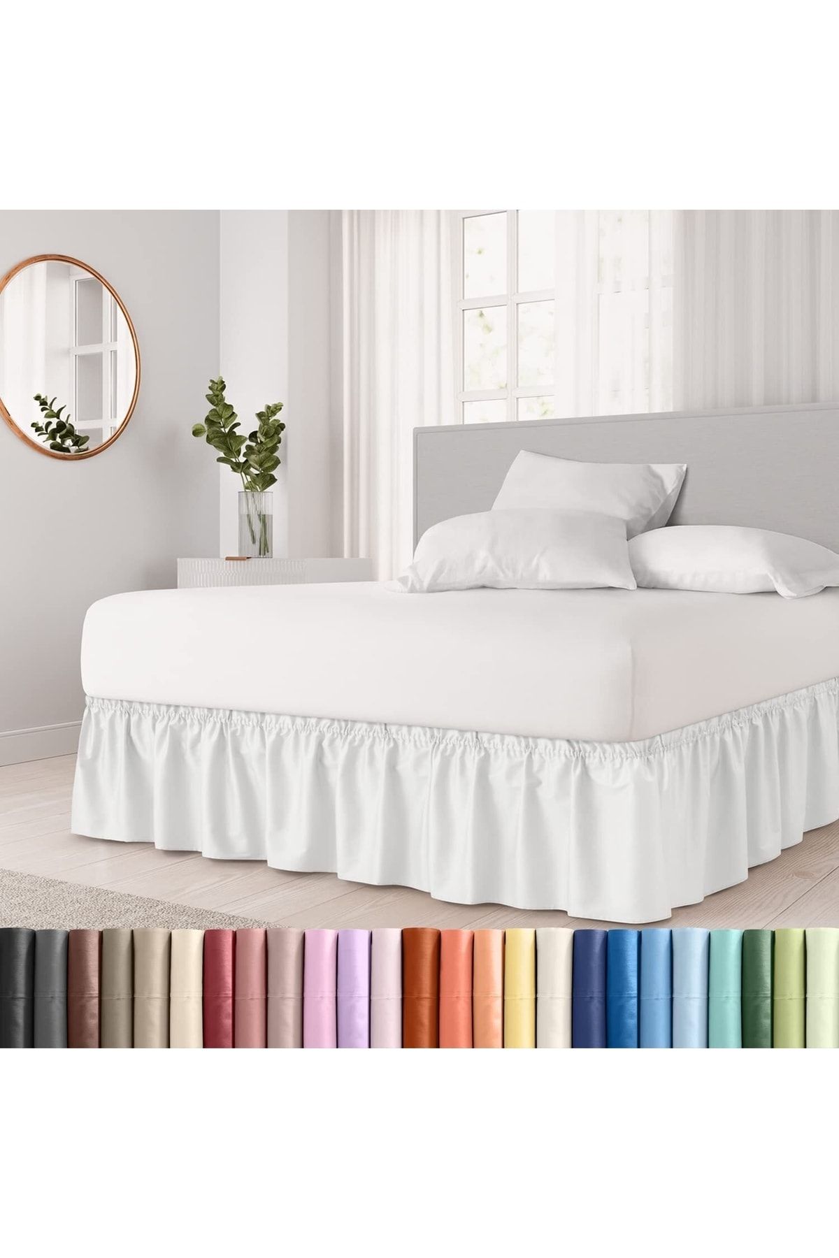 Sens Moi Baza Fırfırı & Tek Kişilik & Ranforce Kumaş & 90x190 - 100x200 - 120x200 Yataklara Uyumlu - Beyaz