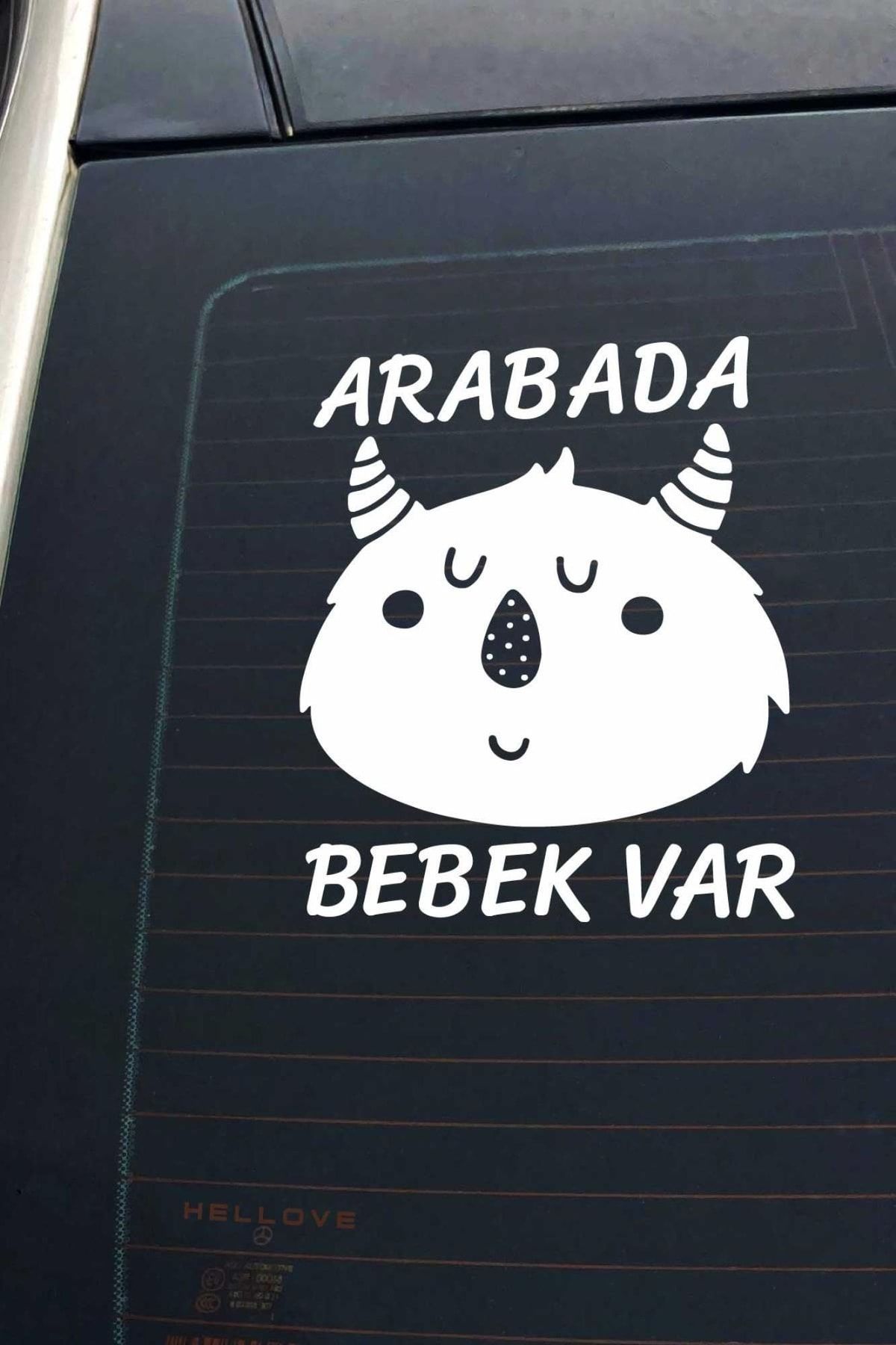 Hellove Arabada Bebek Var Sevimli Beyaz Oto Cam Sticker Hayvan Figürlü Ikaz Uyarı Yazısı