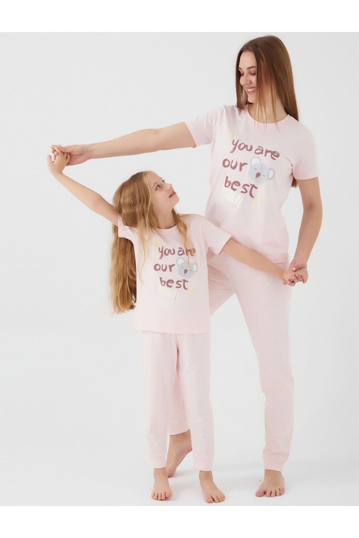 Rolypoly Anne Kız Çocuk Krem Kombin Somon Pijama Takım 3089 (anne Ve Kız Fiyatları Farklıdır)