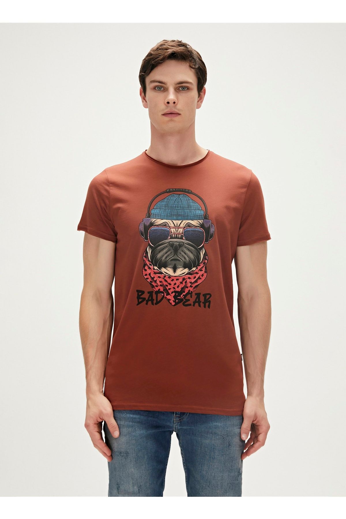 Bad Bear Baskılı Kahve Erkek T-shirt 23.01.07.010_reckless T-shırt