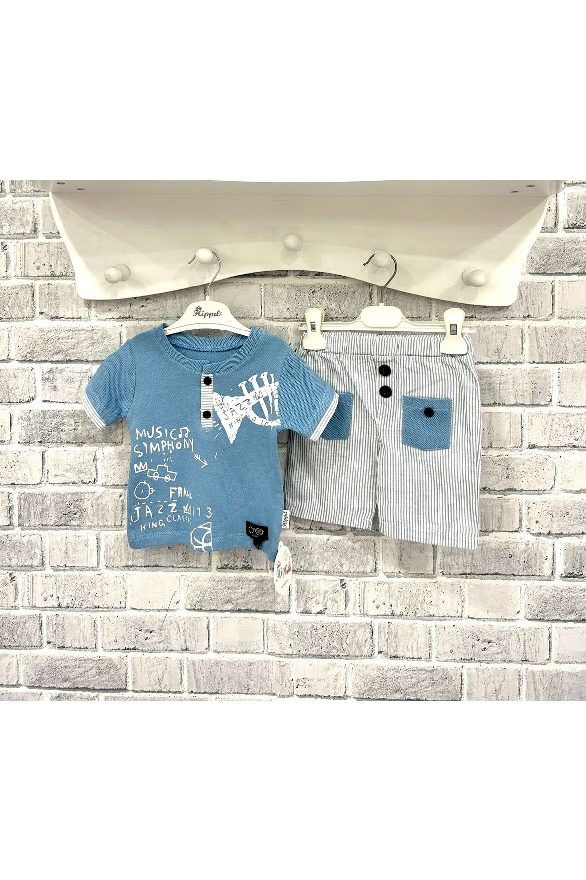 Hippıl Baby Çocuk % 100 Dokuma T-shirt Şort Takım