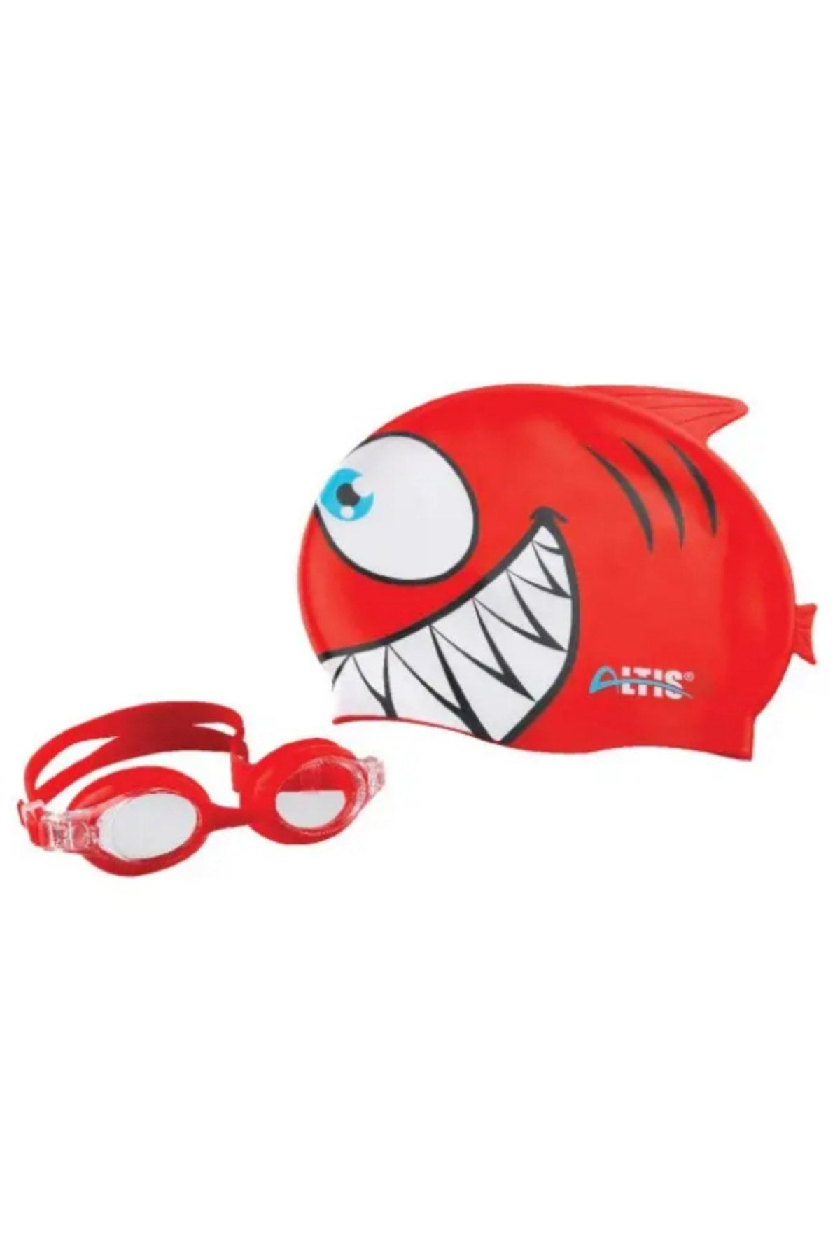 TOYFEST Silikon Yüzücü Bonesi Ve Gözlük Seti - Kırmızı