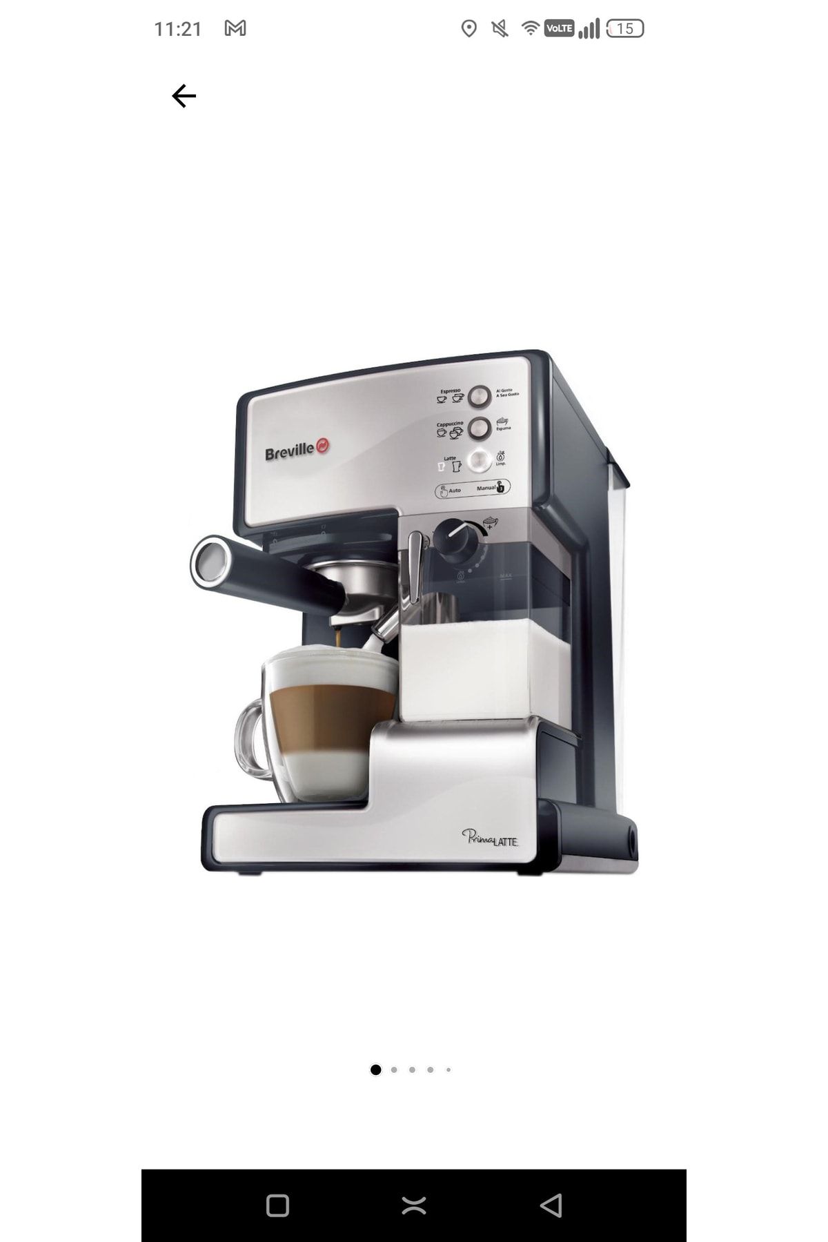 Breville Espresso Makinesi Prima Latte Vcf045x-01, 15 Bar, Otomatik Cappuccino Ve Latte Macchiato