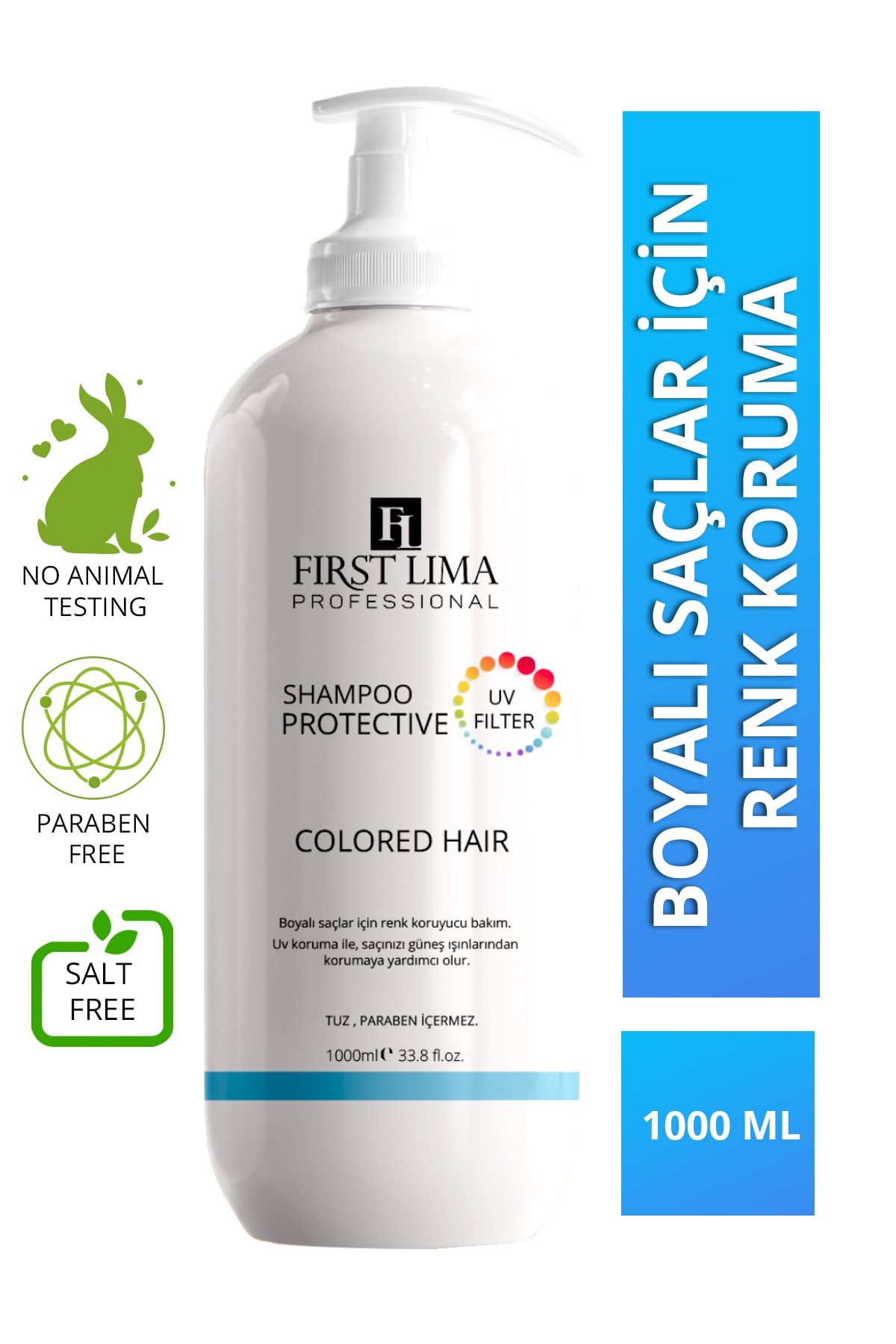 First Lima Professional Boyalı Saçlarda Renk Koruyucu Şampuan Tüm Renklerde Güneşe Karşı Tam Koruma 1000ml