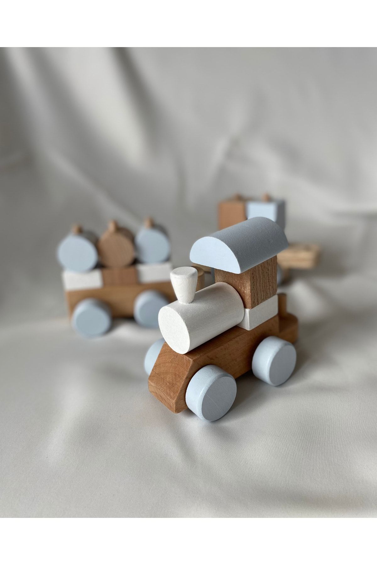 tiny wood Bebek - Çocuk Ahşap Eğitici Oyuncak Bloklu Tren Bul Tak Puzzle Vagonlu Tren Ahşap Oyuncak Tren